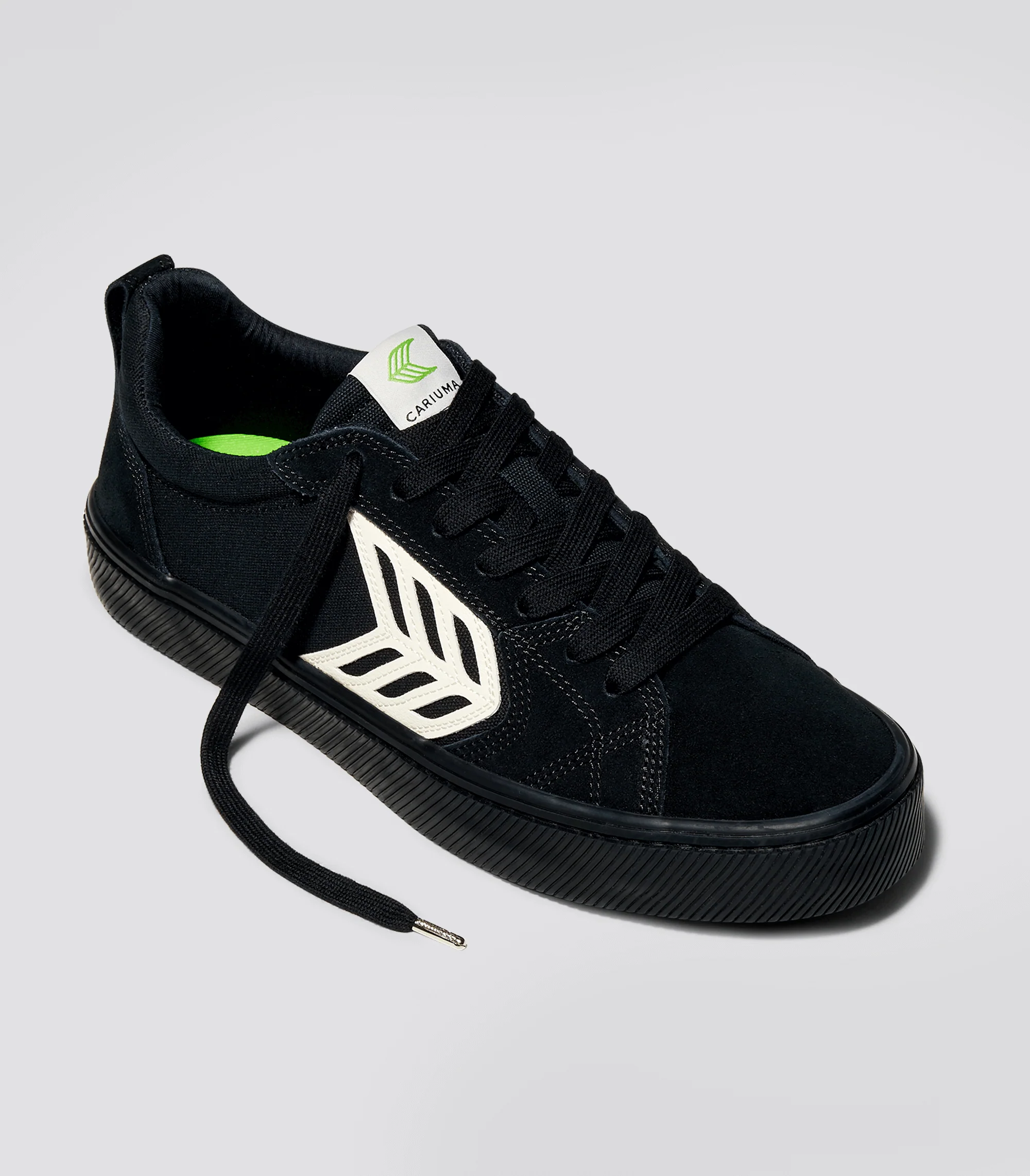 CATIBA PRO Low All Black Suede and Canvas Ivory Logo Sneaker - Image 3