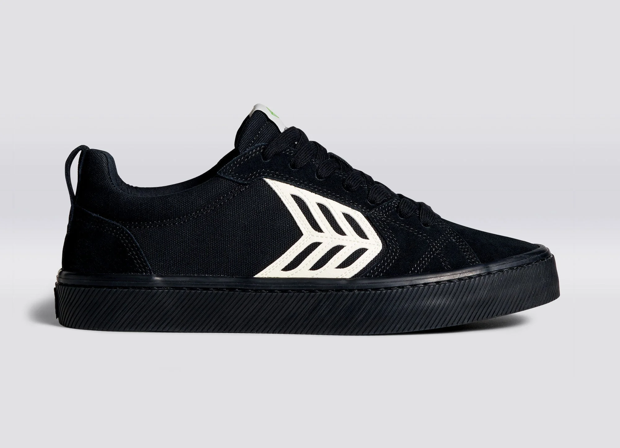 CATIBA PRO Low All Black Suede and Canvas Ivory Logo Sneaker - Image 4