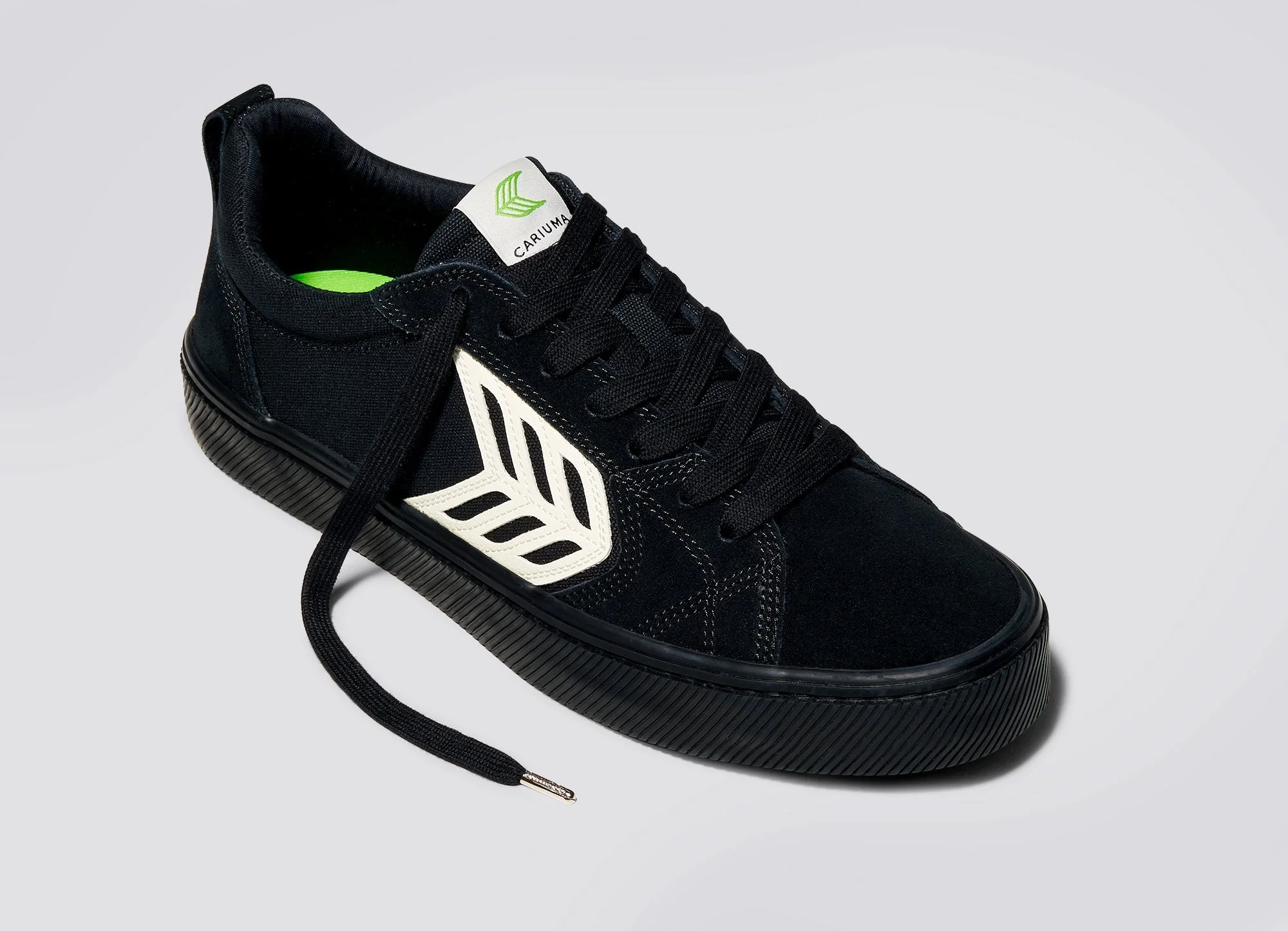 CATIBA PRO Low All Black Suede and Canvas Ivory Logo Sneaker - Image 5