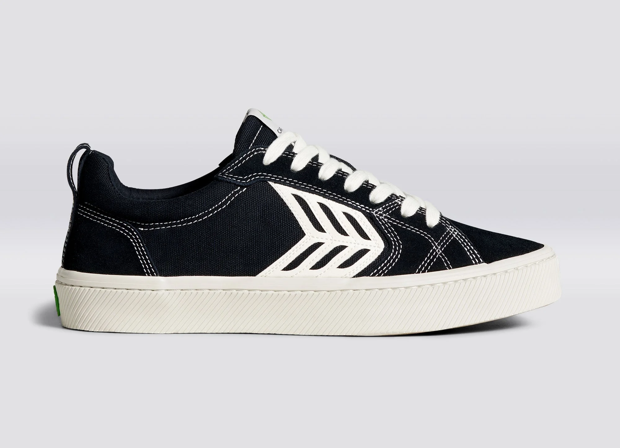 CATIBA PRO Low Black Suede and Canvas Contrast Thread Ivory Logo Sneaker - Image 4