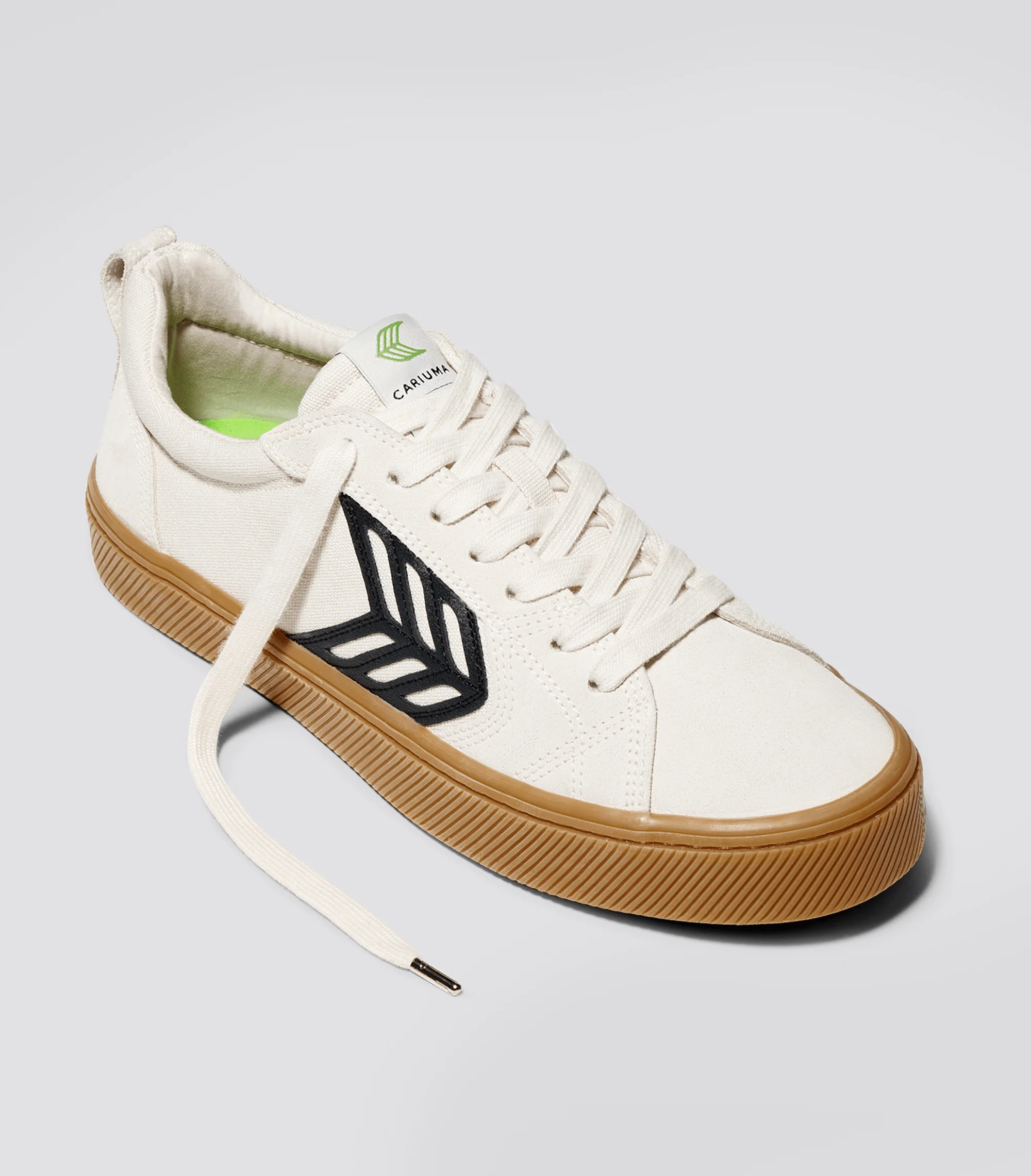 CATIBA PRO Low Gum Vintage White Suede and Canvas Black Logo Sneaker - Image 3