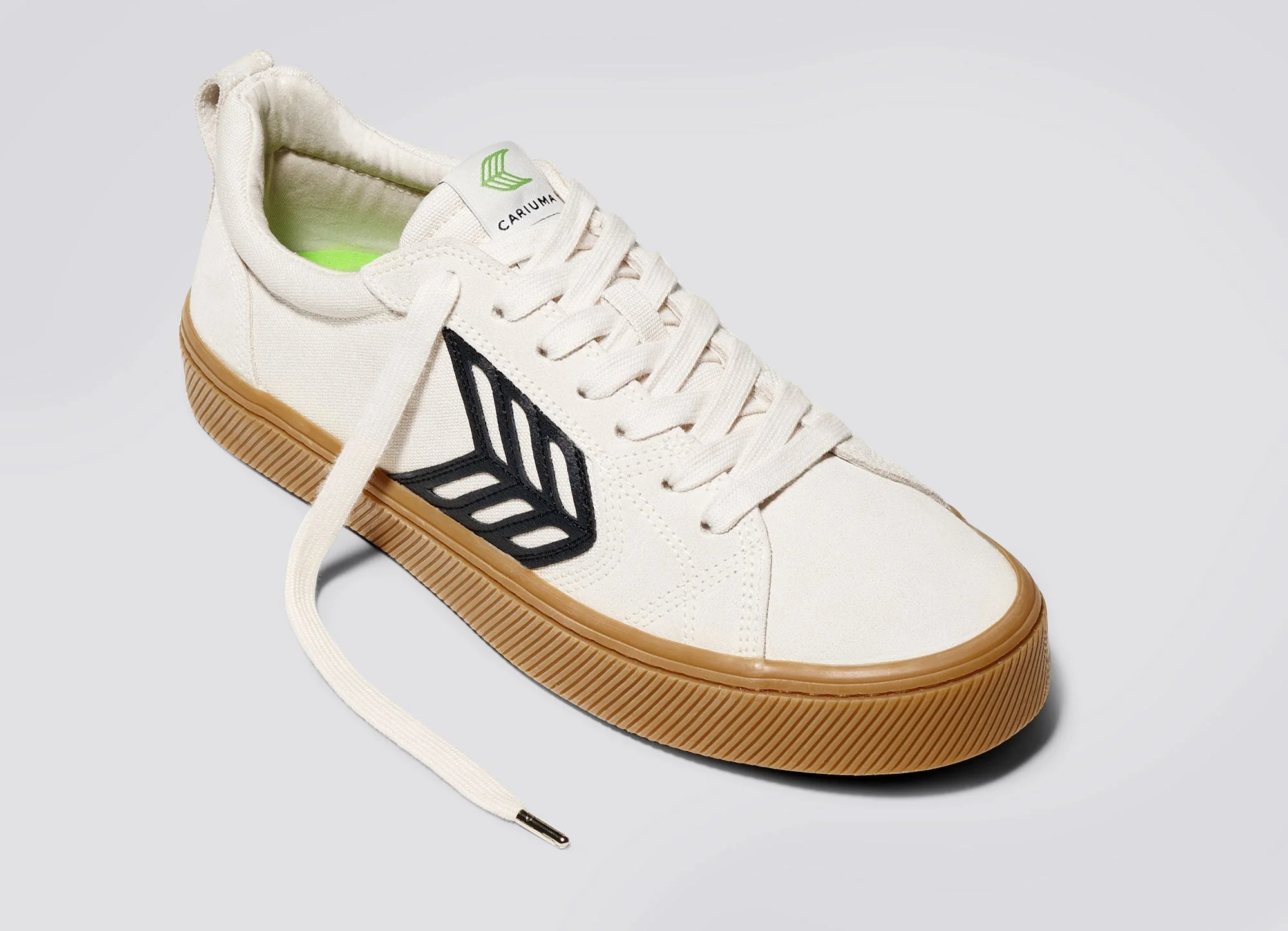 CATIBA PRO Low Gum Vintage White Suede and Canvas Black Logo Sneaker - Image 5