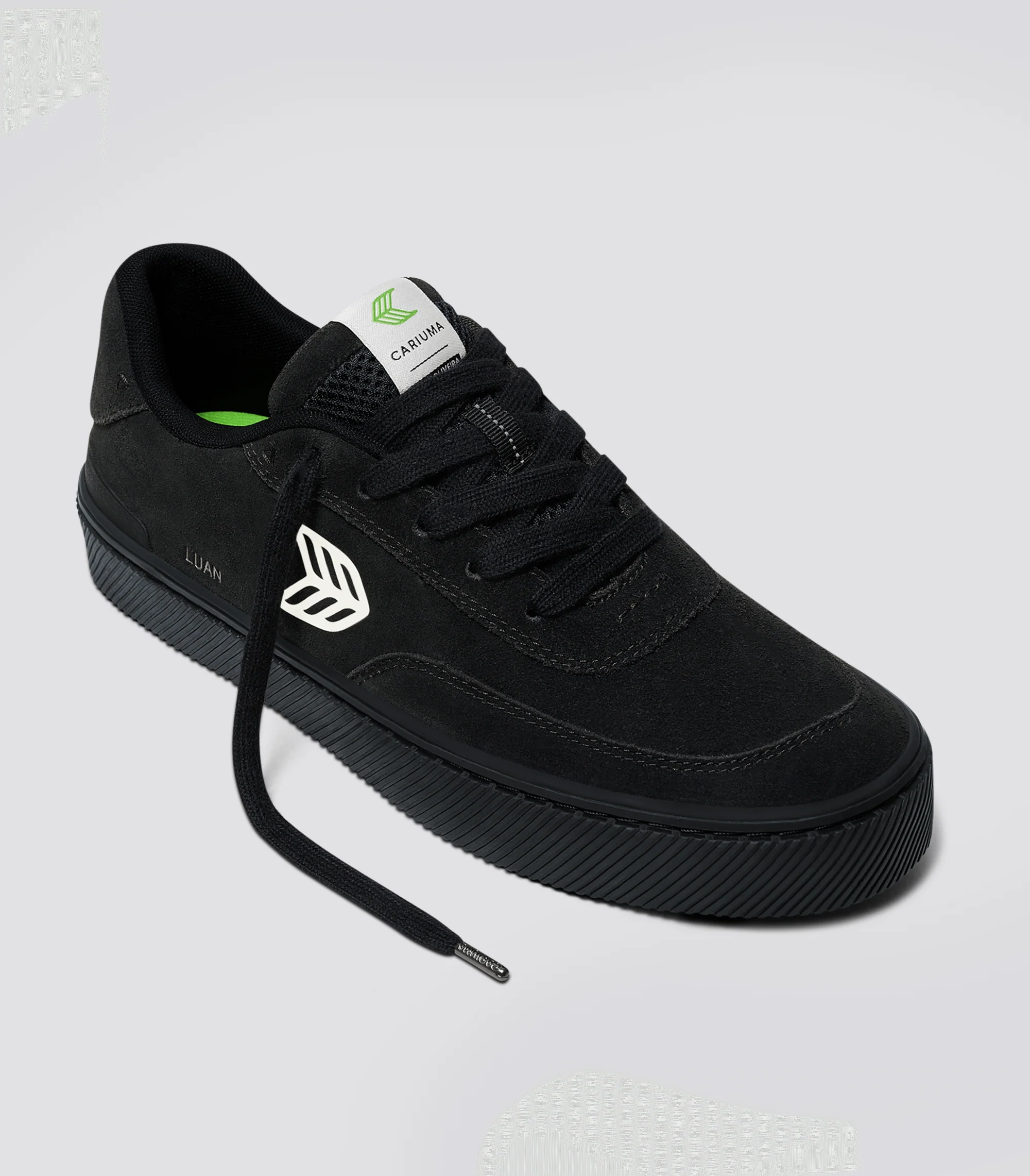 LUAN PRO All Black Suede Ivory Logo Sneaker - Image 3