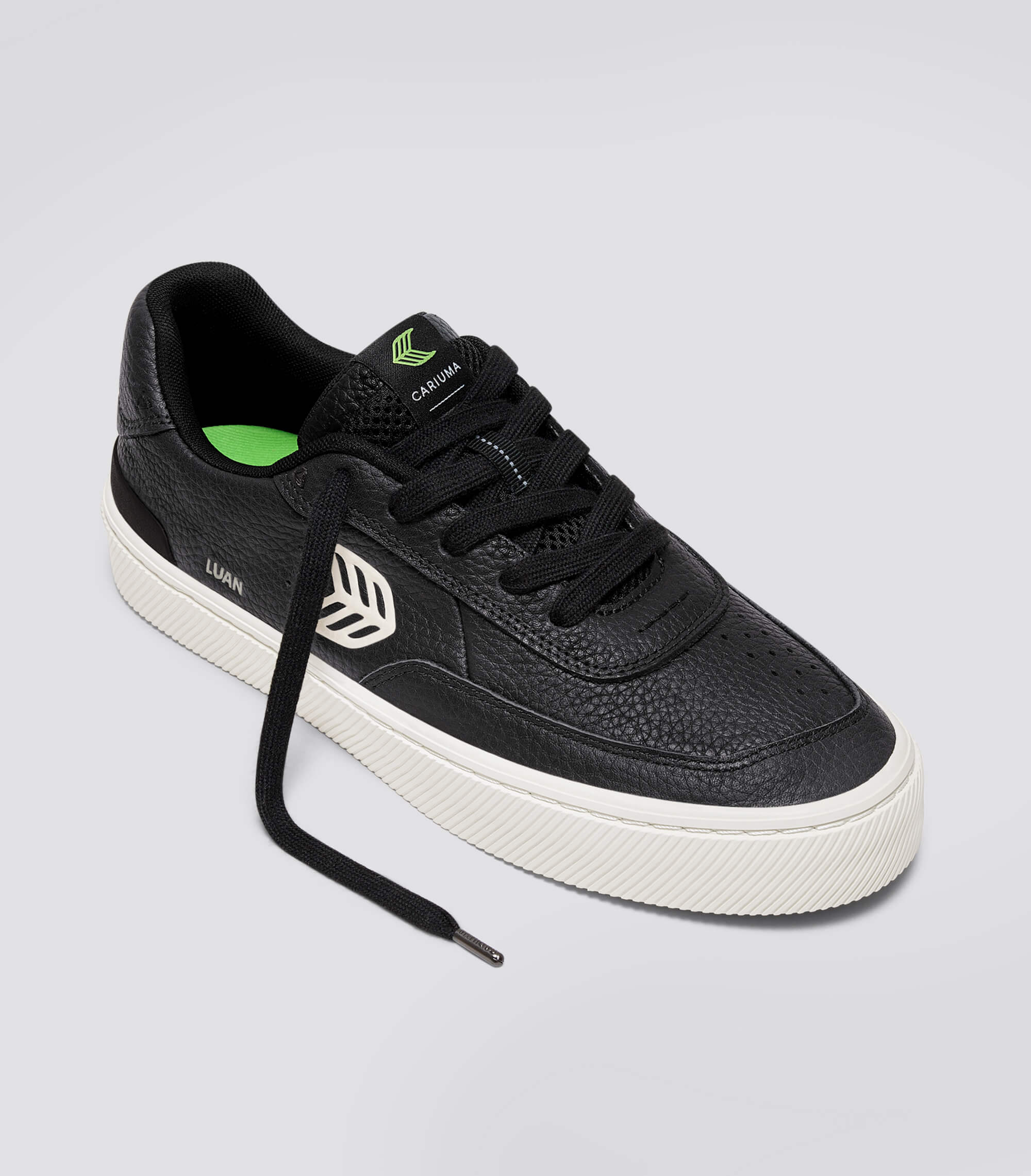 LUAN PRO Black Premium Leather Ivory Logo Sneaker - Image 3