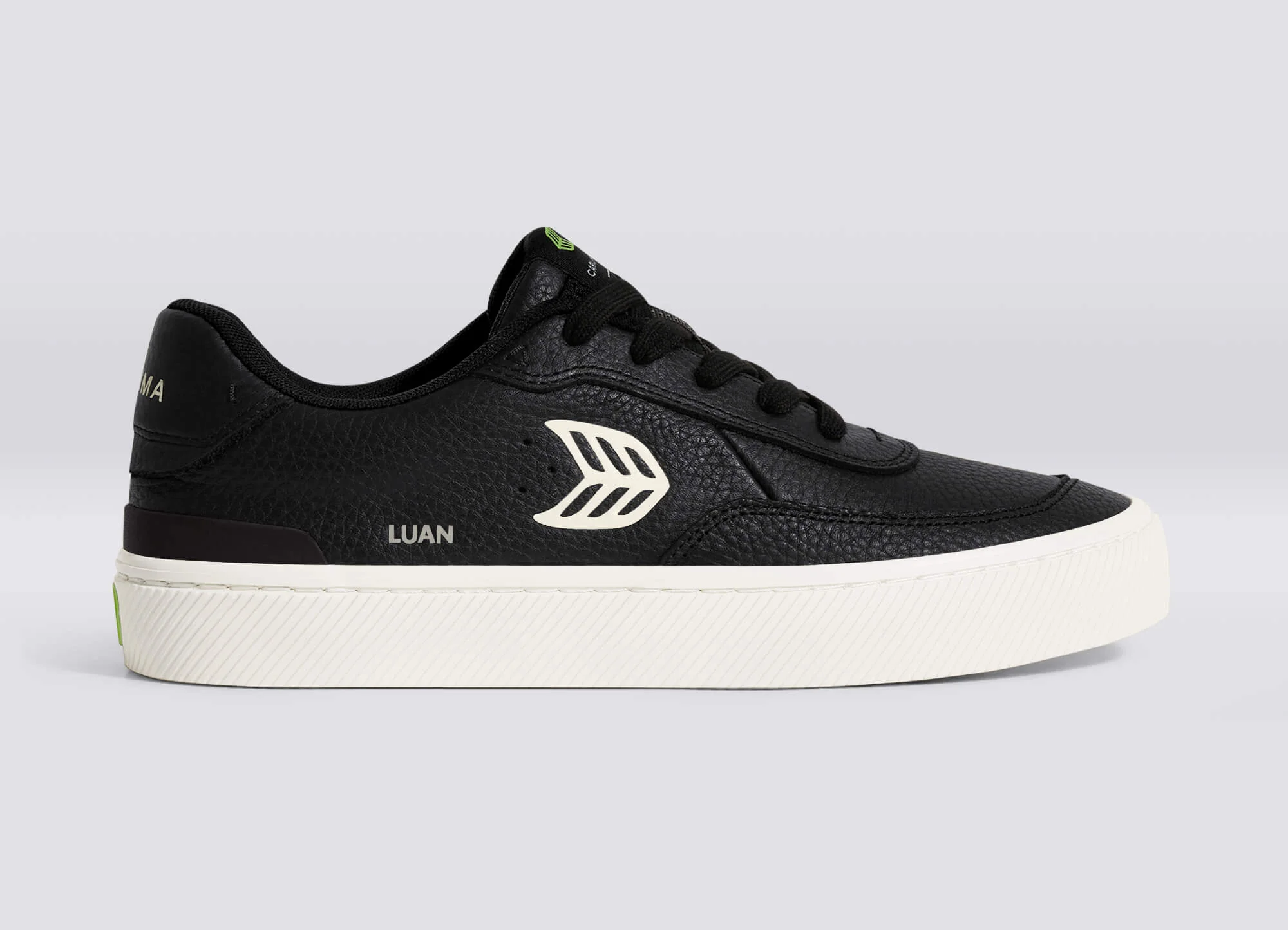 LUAN PRO Black Premium Leather Ivory Logo Sneaker - Image 4