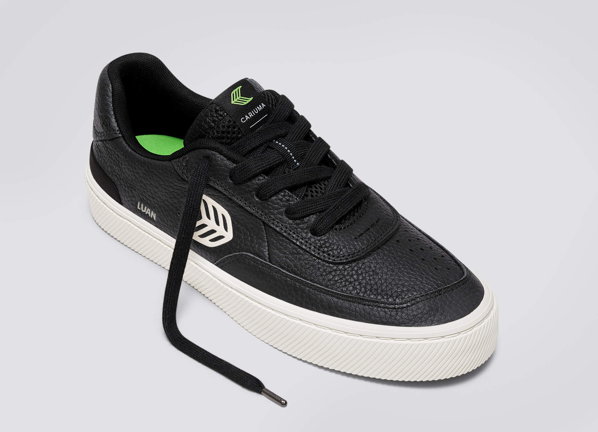 LUAN PRO Black Premium Leather Ivory Logo Sneaker - Image 5