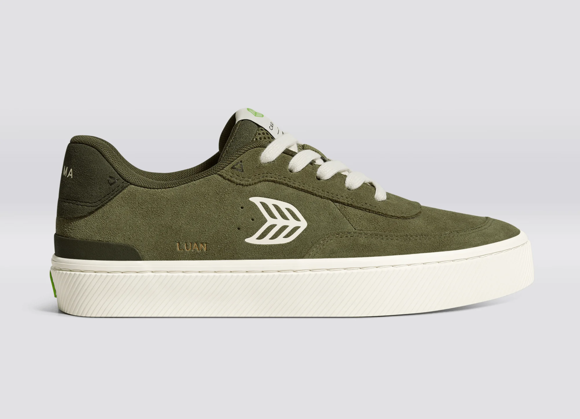 LUAN PRO Olive Green Suede Ivory Logo Sneaker - Image 4