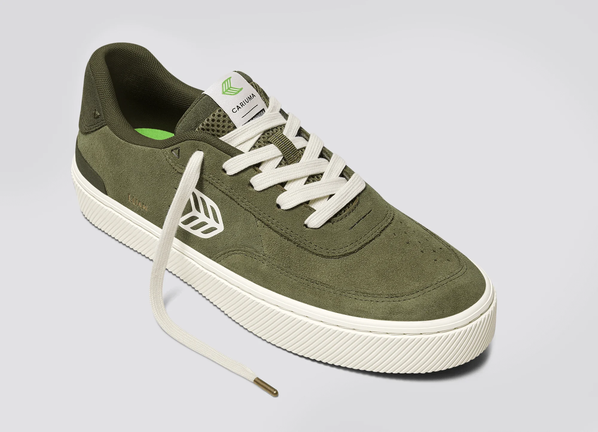 LUAN PRO Olive Green Suede Ivory Logo Sneaker - Image 5