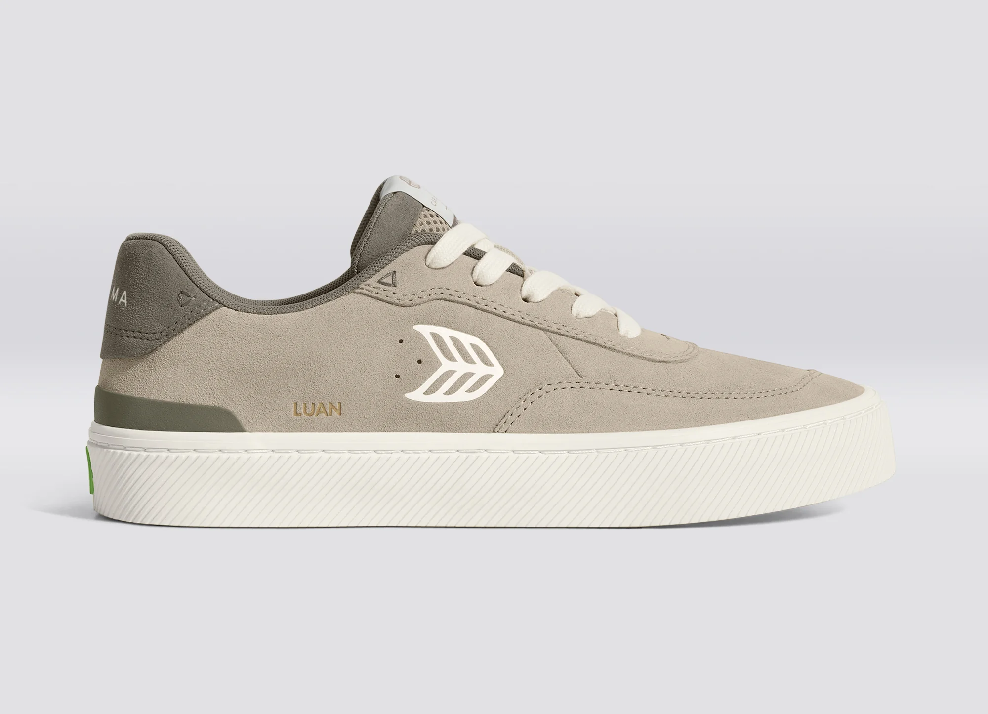 LUAN PRO Plaza Taupe Suede Ivory Logo Sneaker - Image 4