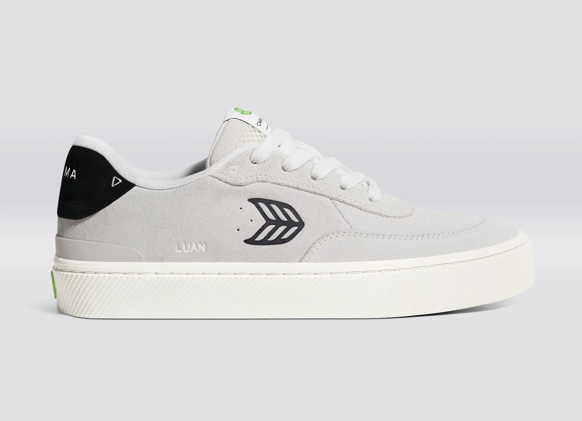LUAN PRO Smoke White Suede Black Logo Sneaker - Image 4