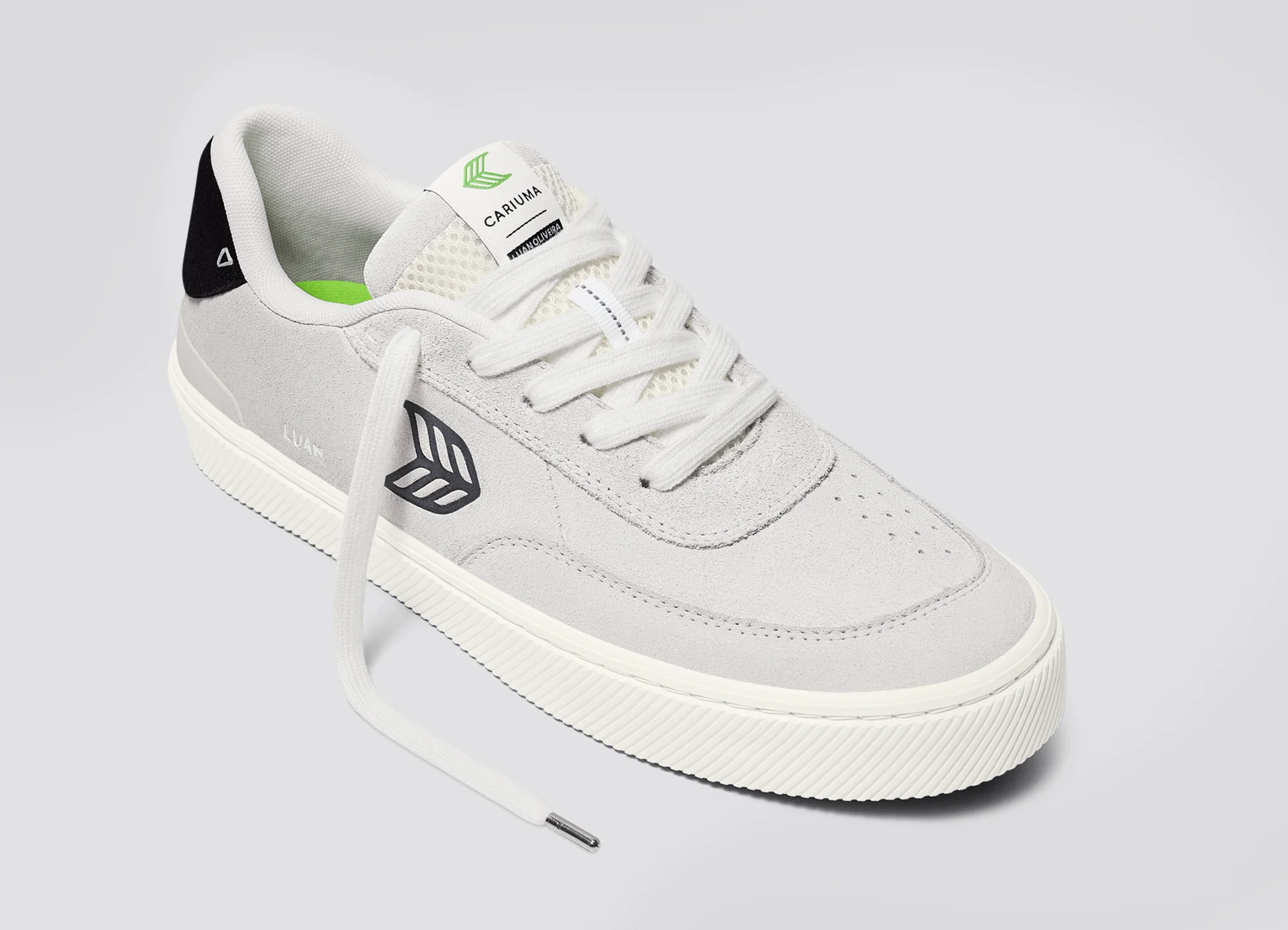 LUAN PRO Smoke White Suede Black Logo Sneaker - Image 5