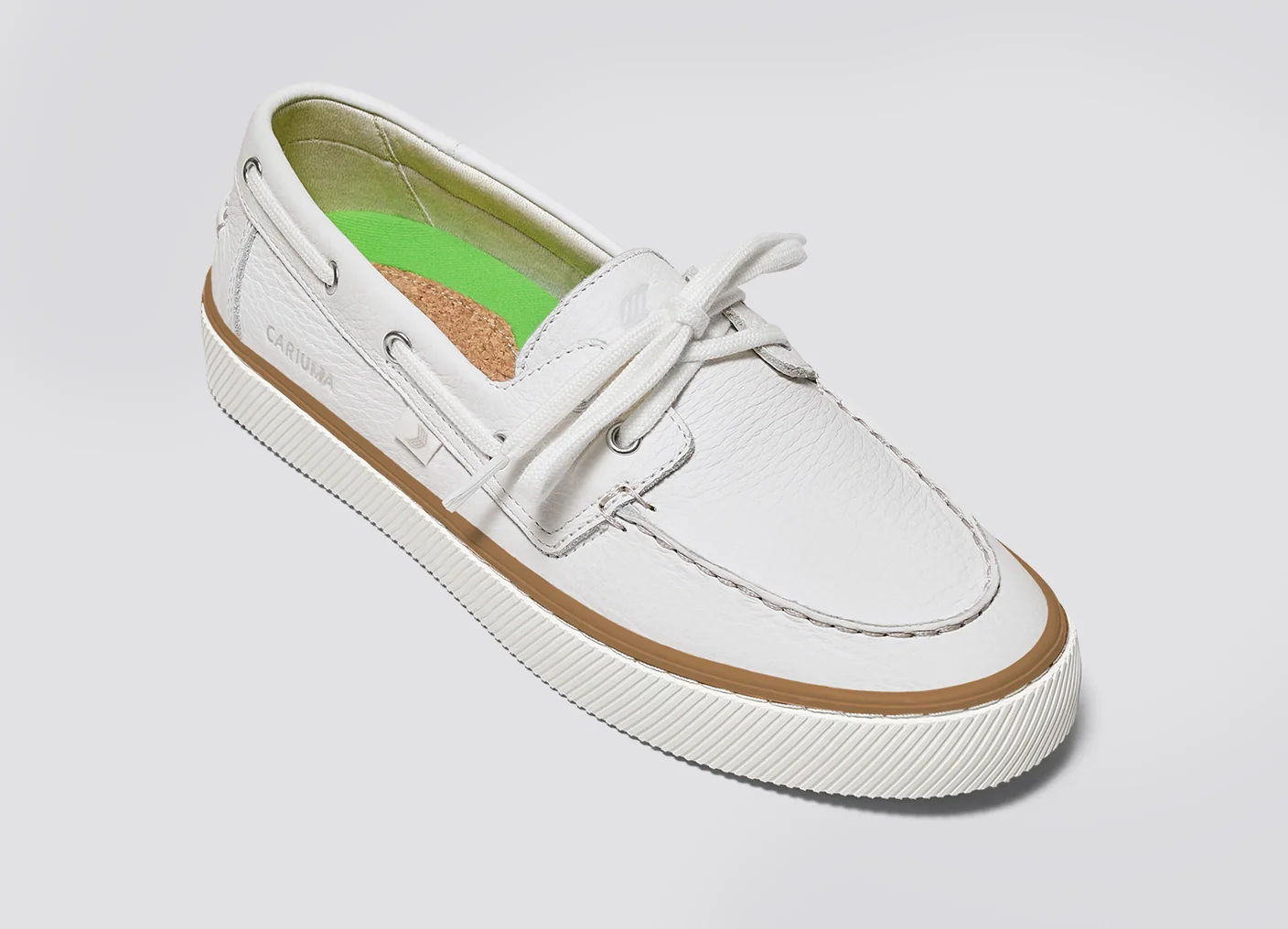 Maré White Premium Leather Boat Shoe - Image 5