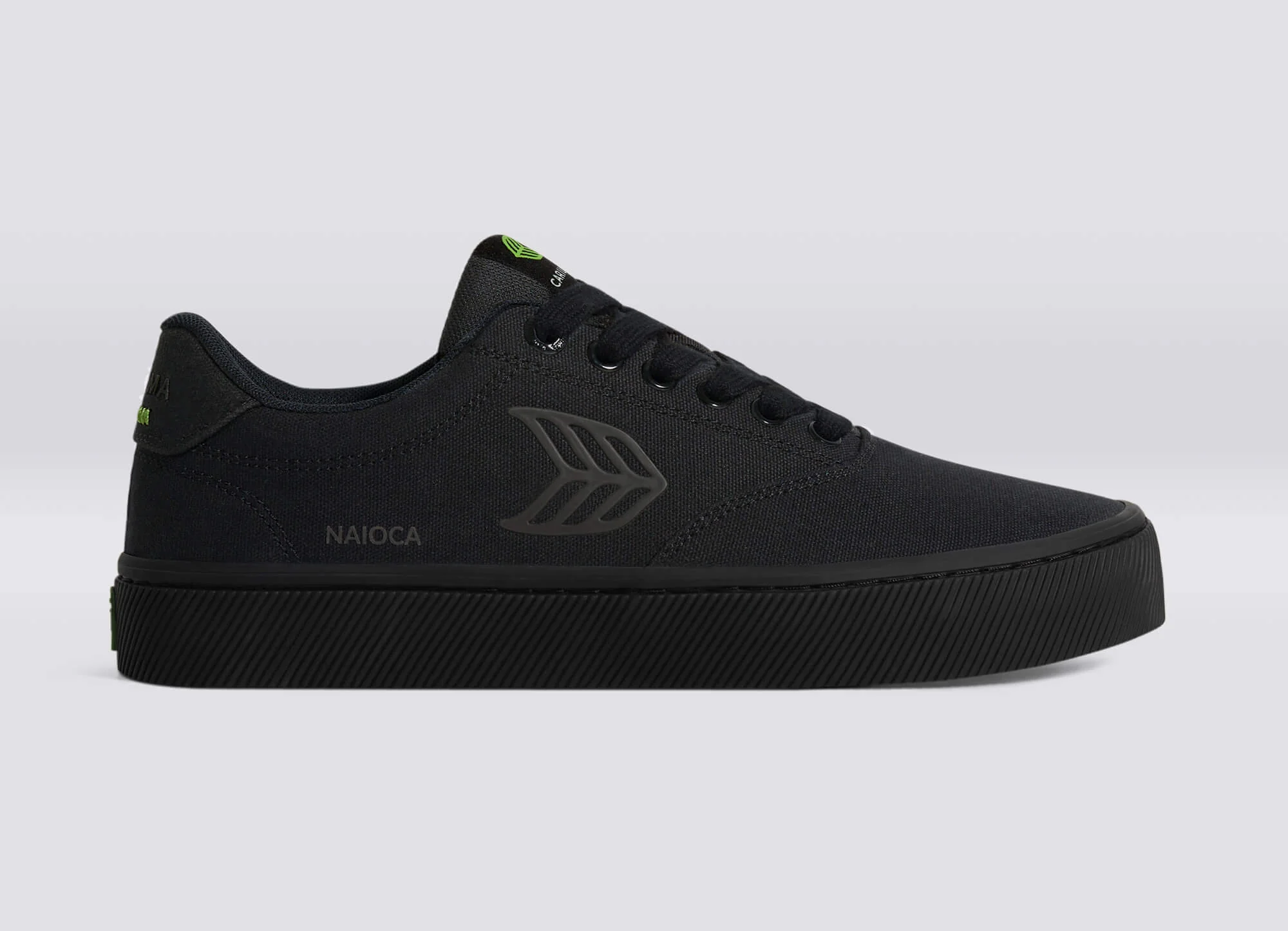 NAIOCA All Black Canvas Ash Grey Logo Sneaker - Image 4