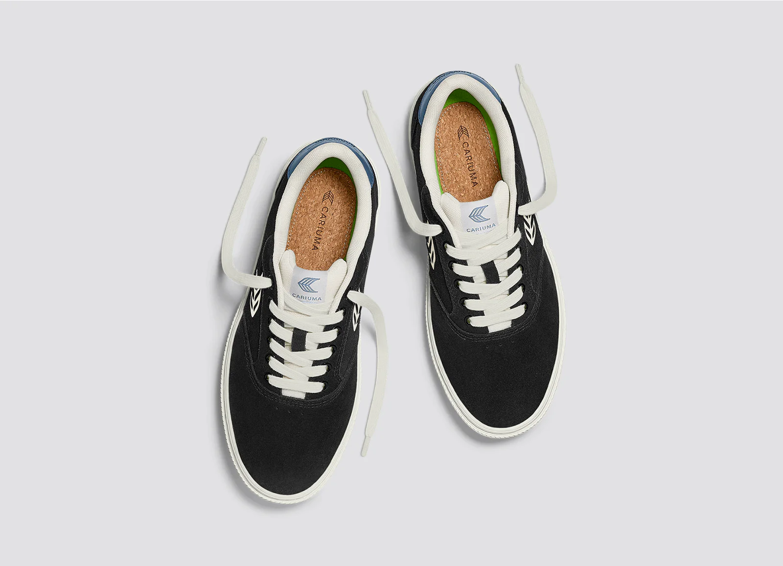 NAIOCA Black Suede Ivory Logo Washed Blue Sneaker - Image 9