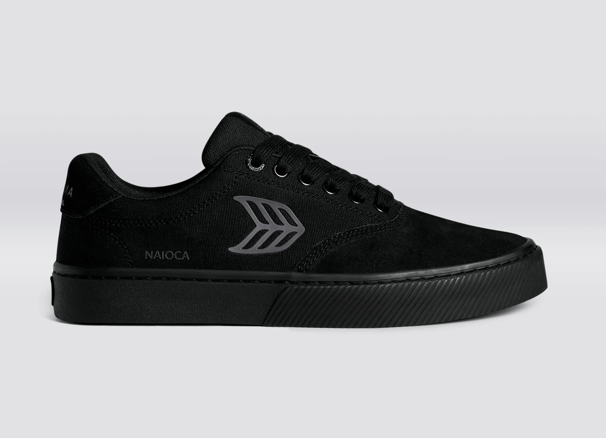 NAIOCA PRO All Black Suede and Canvas Ash Grey Logo Sneaker - Image 4
