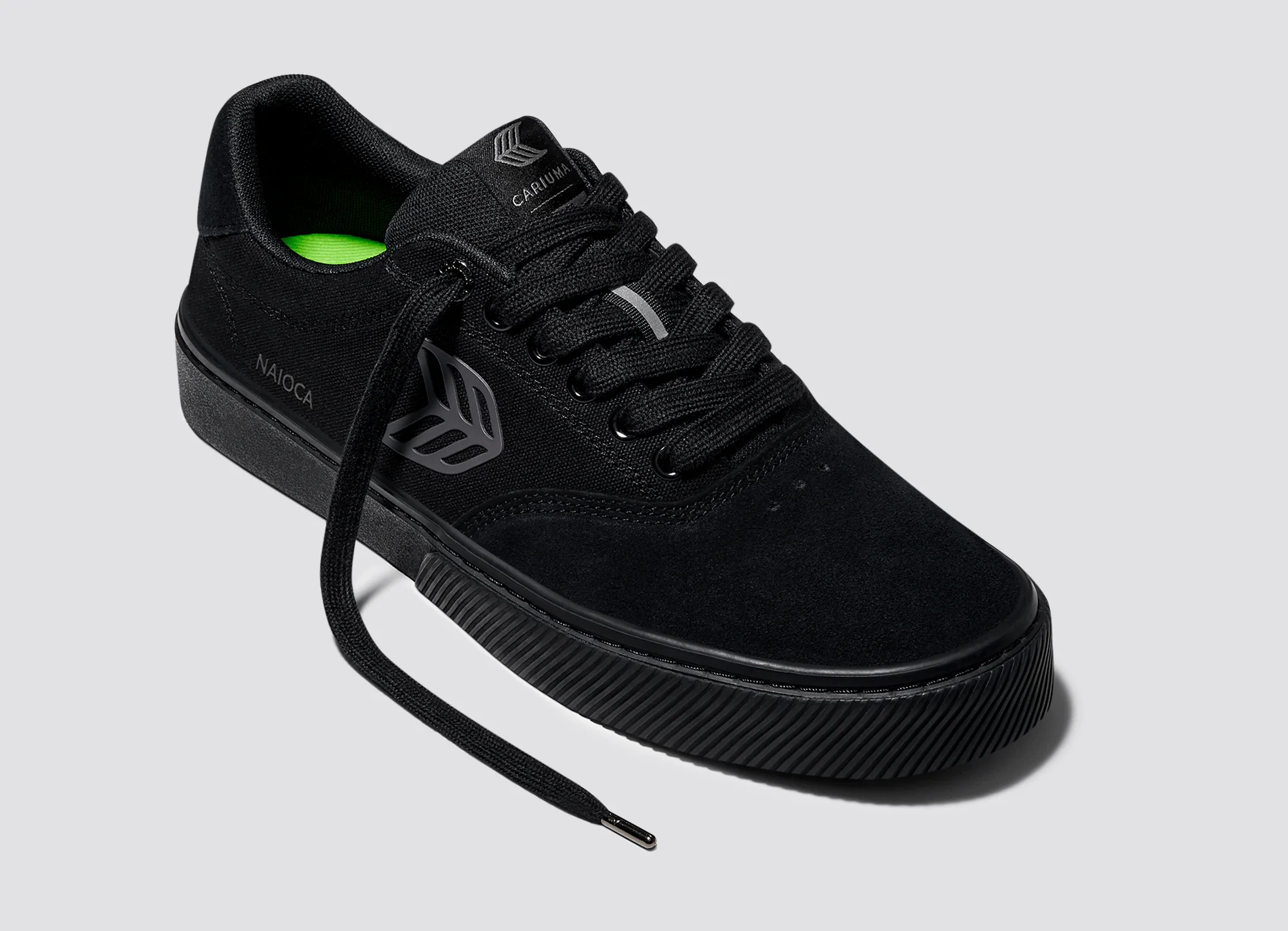 NAIOCA PRO All Black Suede and Canvas Ash Grey Logo Sneaker - Image 5