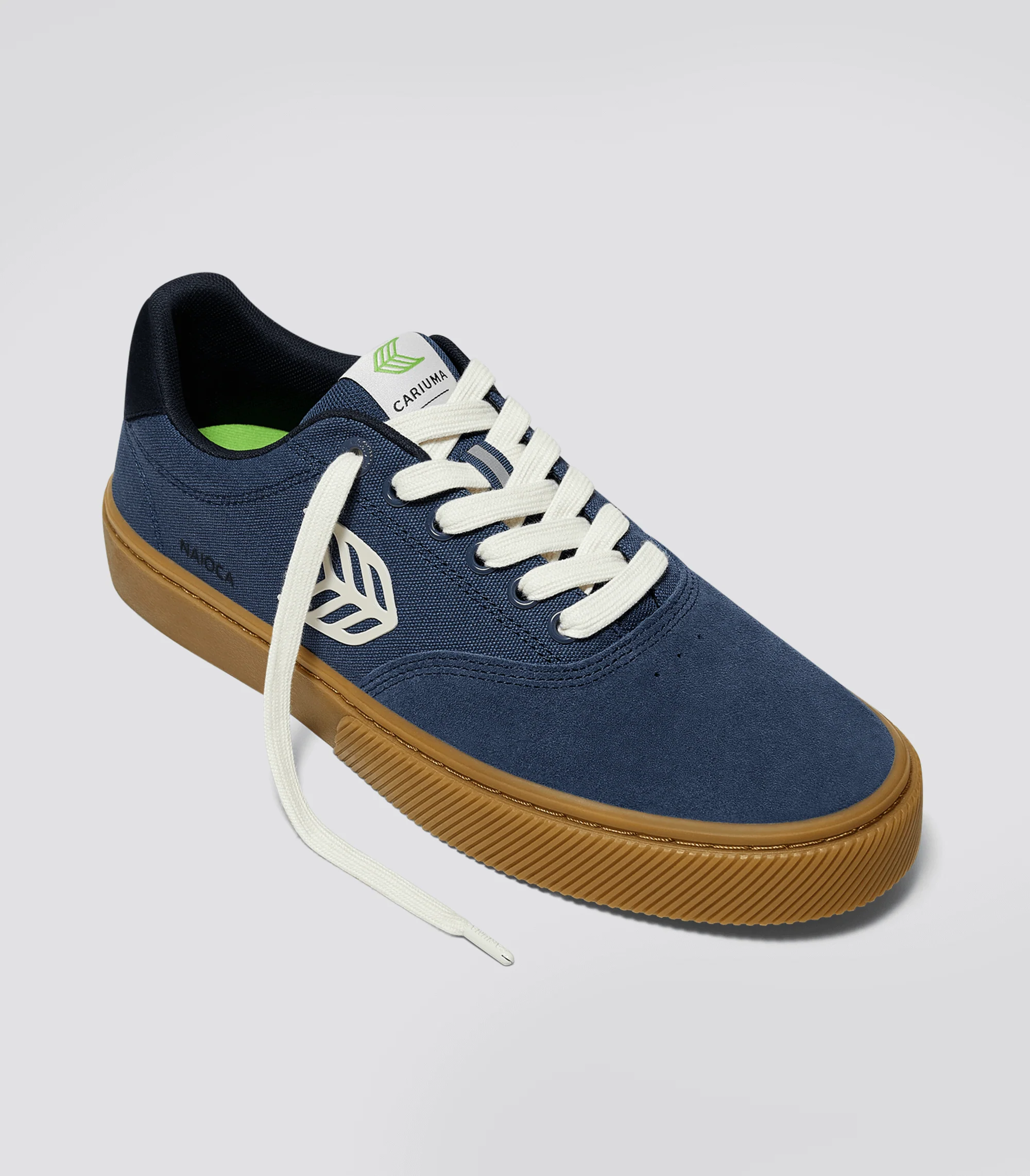 NAIOCA PRO Gum Shadow Blue Suede and Canvas Ivory Logo Sneaker - Image 3