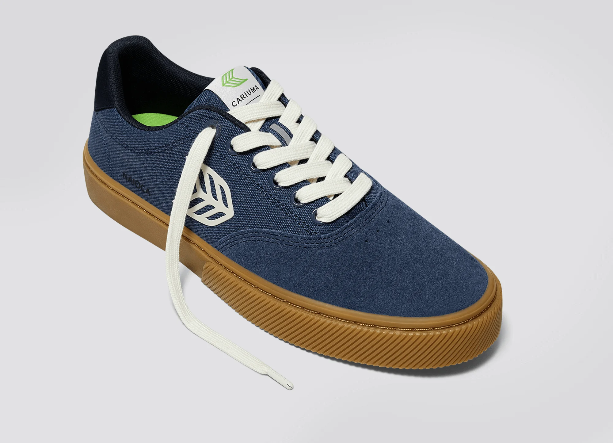 NAIOCA PRO Gum Shadow Blue Suede and Canvas Ivory Logo Sneaker - Image 5