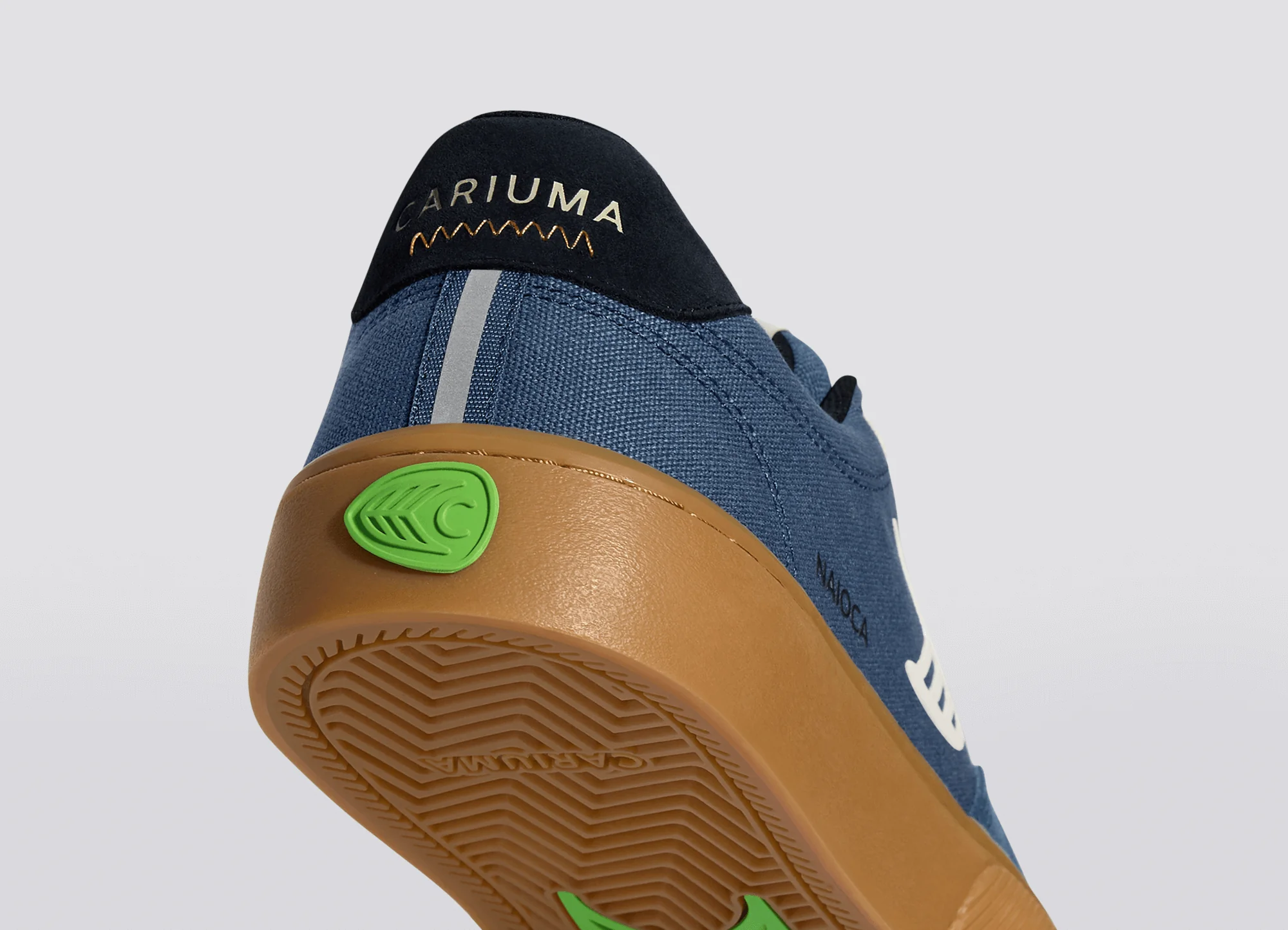 NAIOCA PRO Gum Shadow Blue Suede and Canvas Ivory Logo Sneaker - Image 8