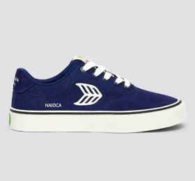 NAIOCA PRO Marine Blue Suede and Canvas Ivory Logo Sneaker - Image 11
