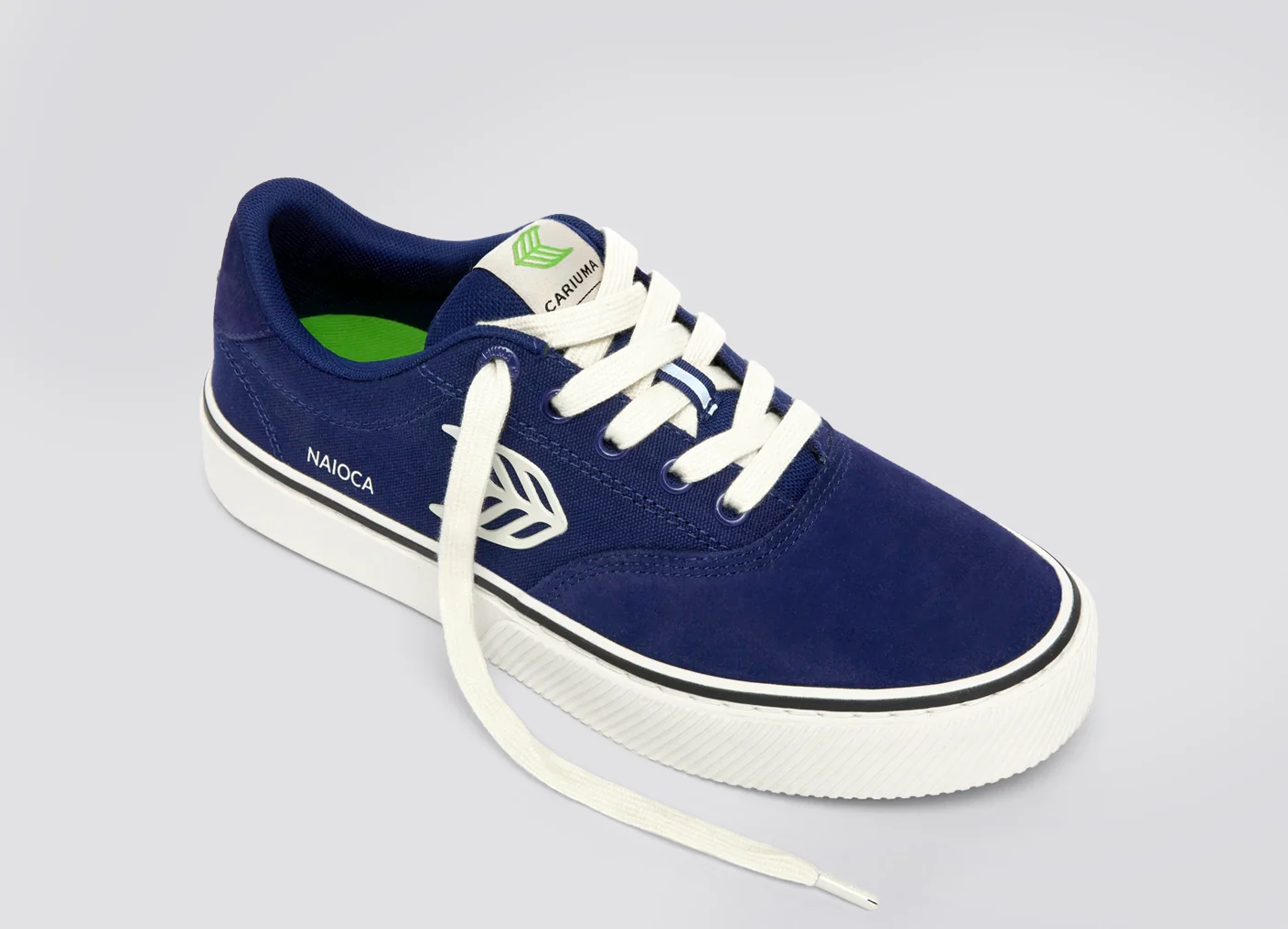 NAIOCA PRO Marine Blue Suede and Canvas Ivory Logo Sneaker - Image 5