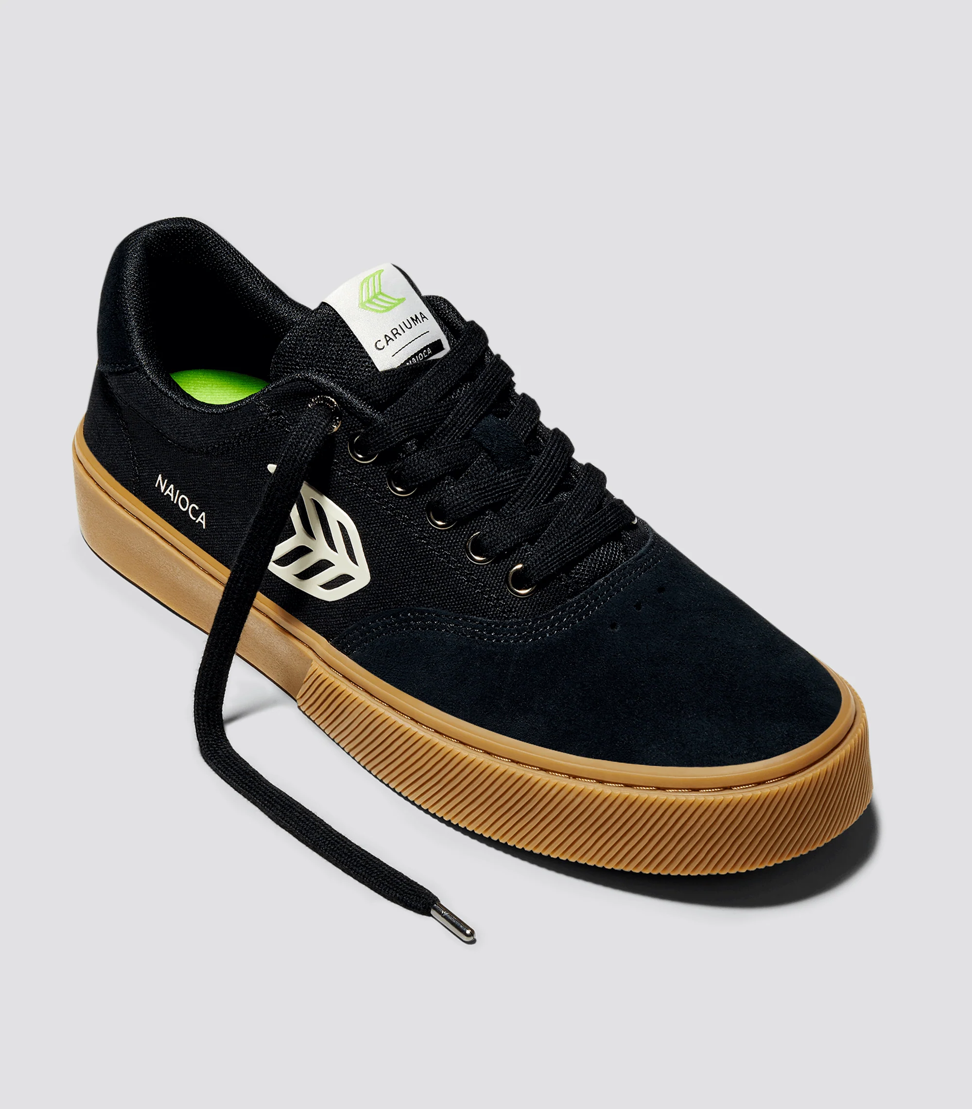 NAIOCA PRO Gum Black Suede and Canvas Ivory Logo Sneaker - Image 3