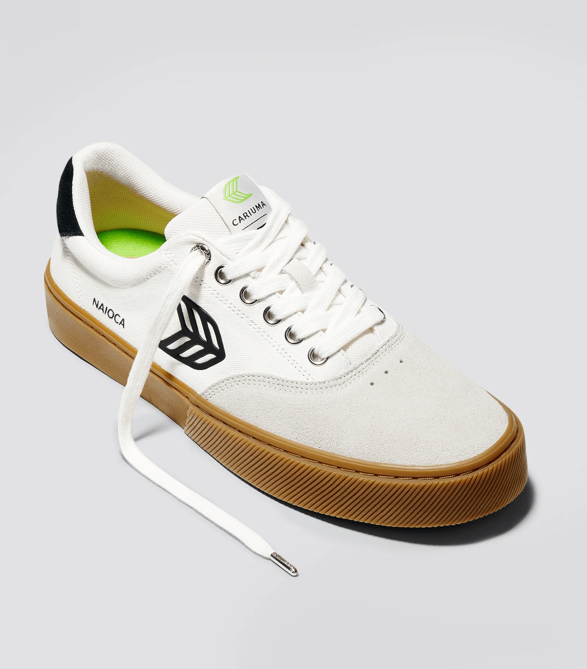 NAIOCA PRO Gum Vintage White Suede Off-White Canvas Black Logo Sneaker - Image 3