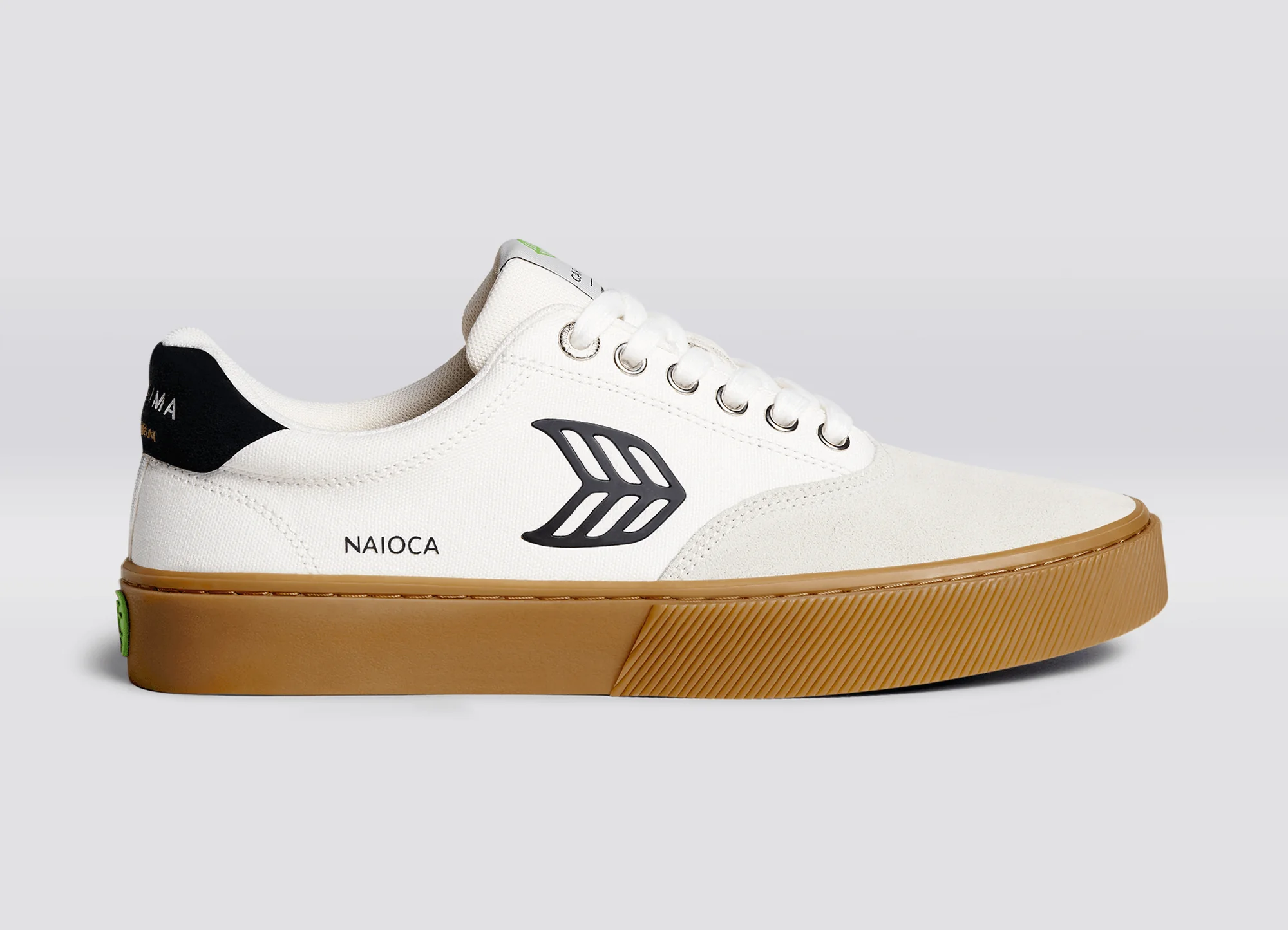 NAIOCA PRO Gum Vintage White Suede Off-White Canvas Black Logo Sneaker - Image 4