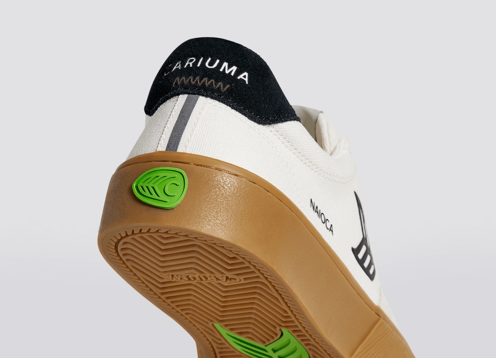 NAIOCA PRO Gum Vintage White Suede Off-White Canvas Black Logo Sneaker - Image 8