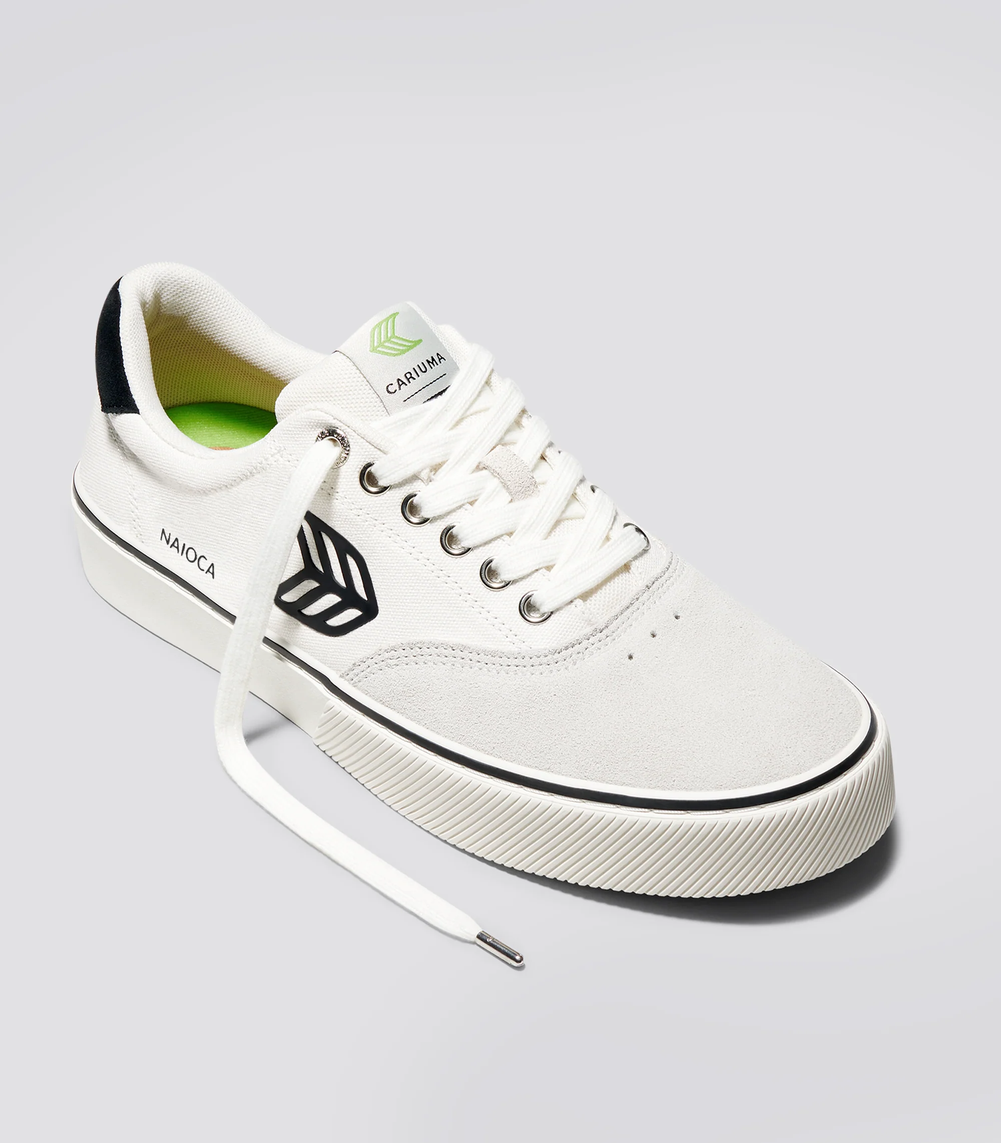 NAIOCA PRO Vintage White Suede Off-White Canvas Black Logo Sneaker - Image 3