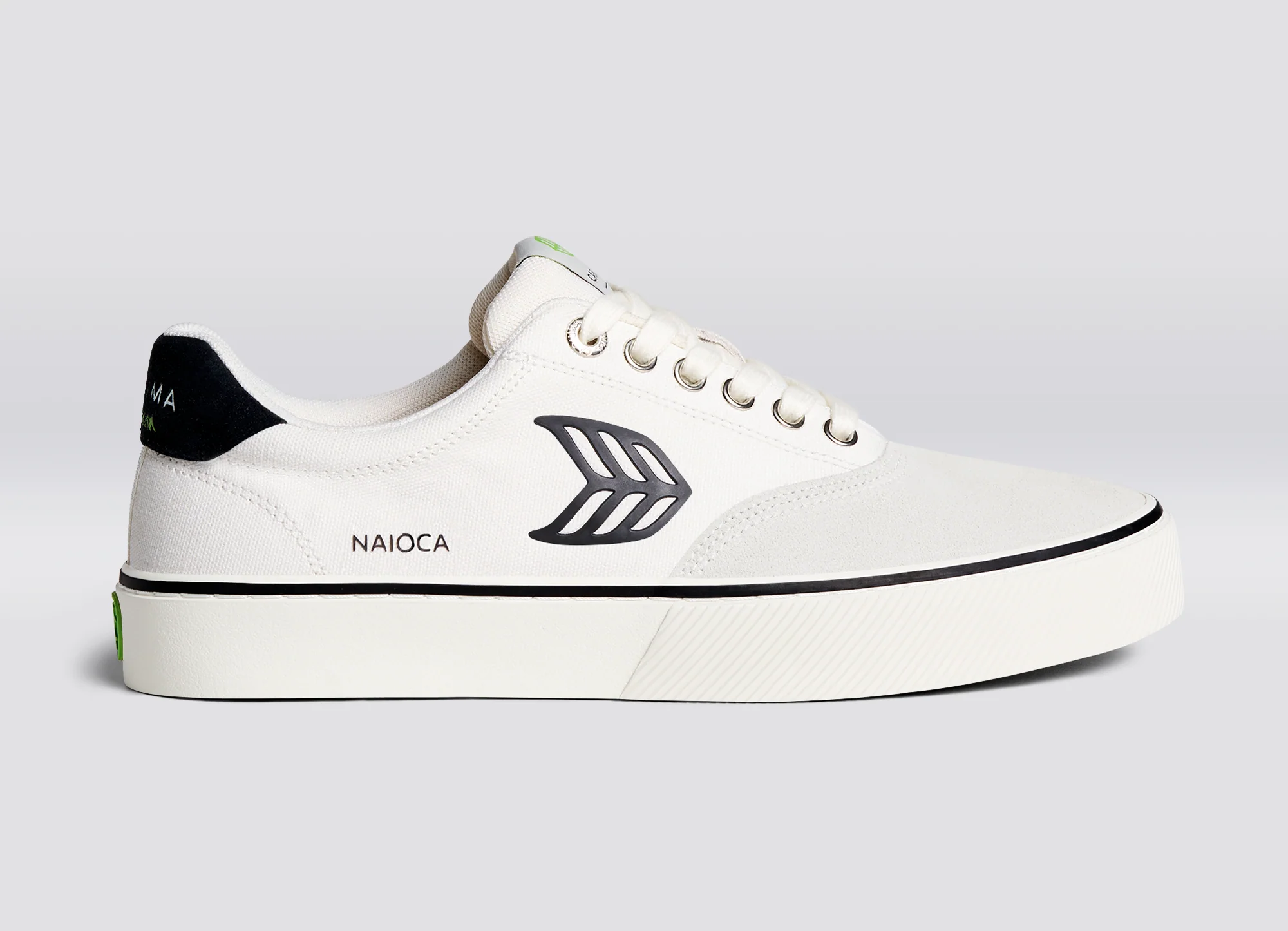 NAIOCA PRO Vintage White Suede Off-White Canvas Black Logo Sneaker - Image 4