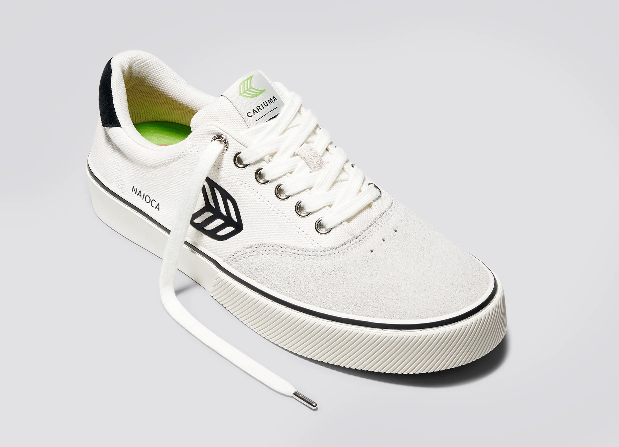 NAIOCA PRO Vintage White Suede Off-White Canvas Black Logo Sneaker - Image 6