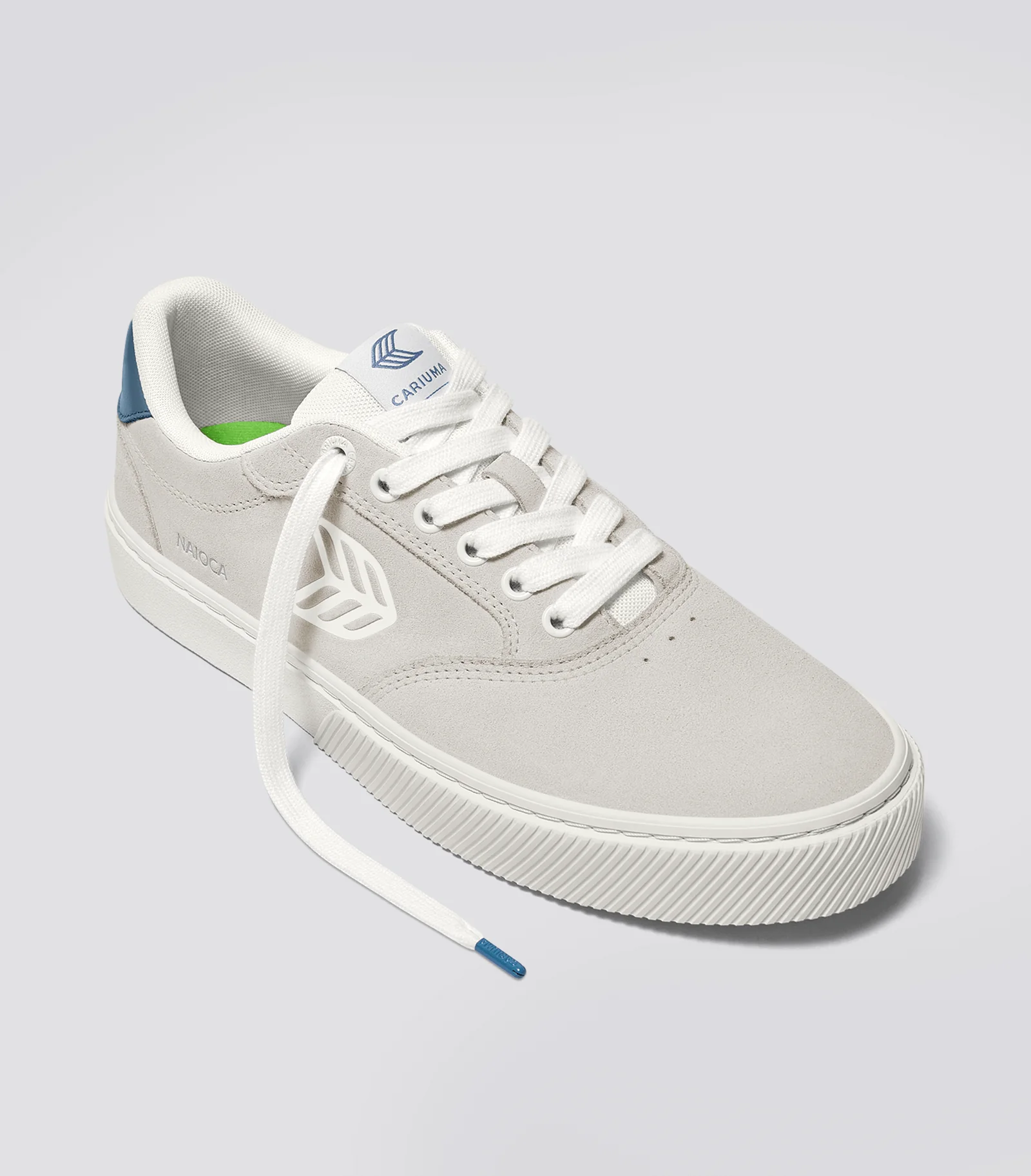 NAIOCA Smoke White Suede Off-White Logo Washed Blue Sneaker - Image 3