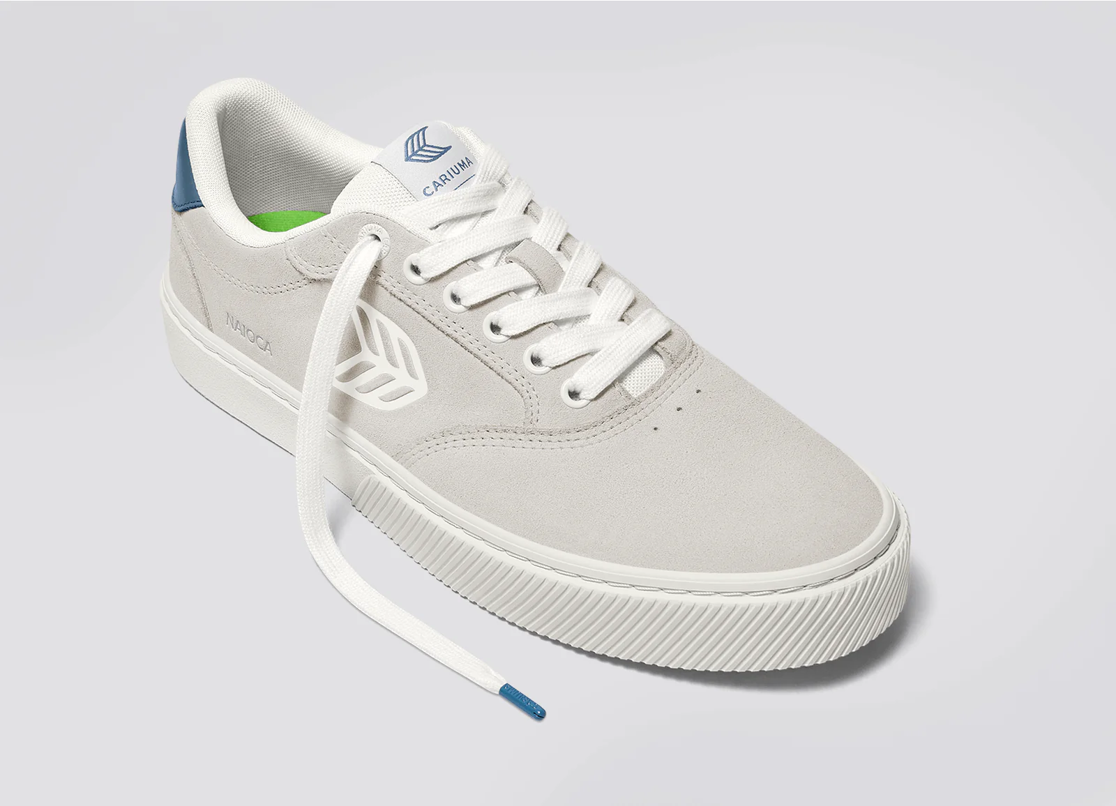 NAIOCA Smoke White Suede Off-White Logo Washed Blue Sneaker - Image 5