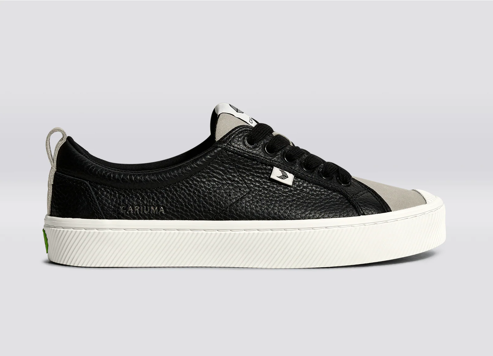 OCA Low Black Premium Leather Cloud Grey Suede Sneaker - Image 4