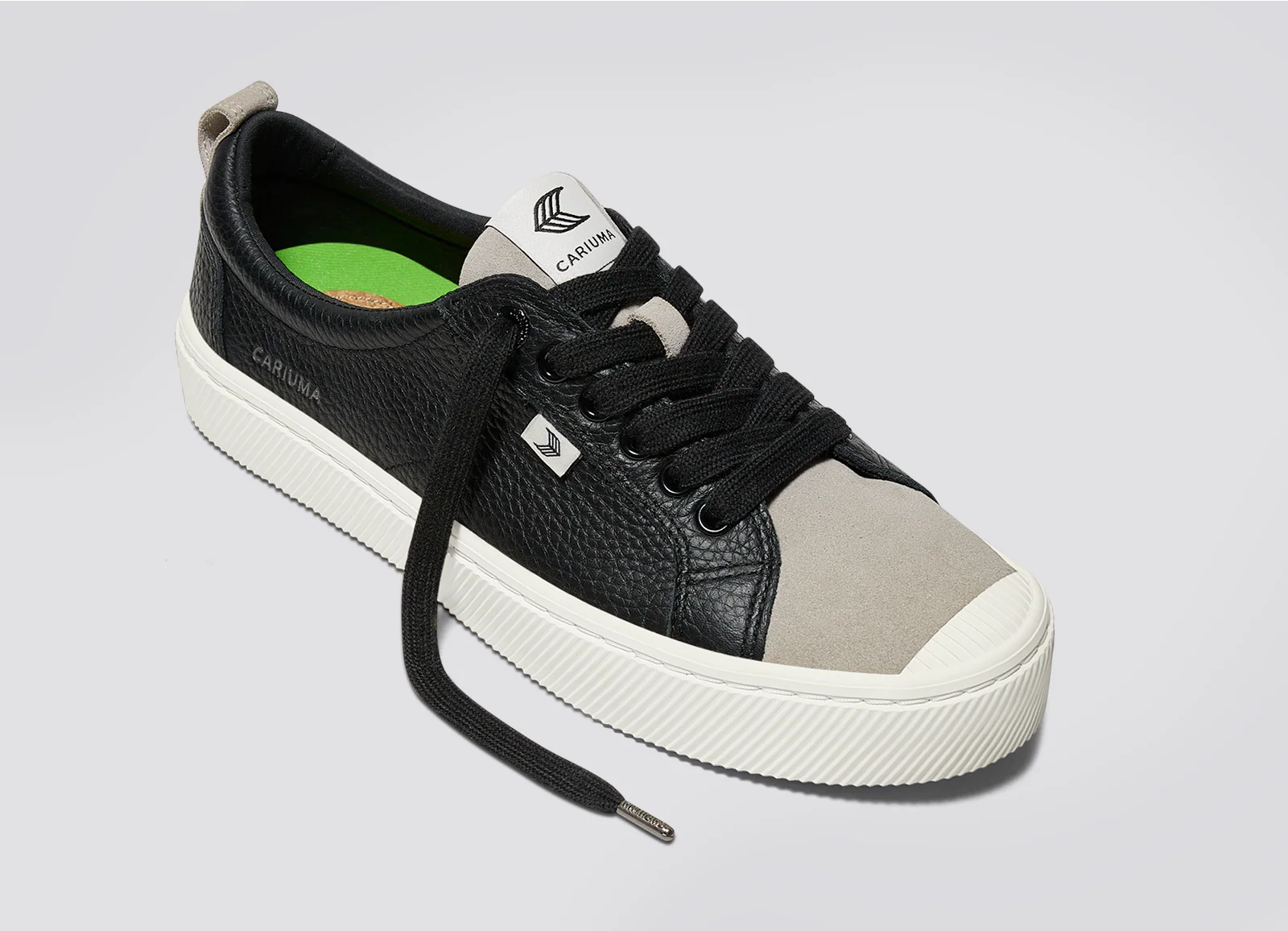 OCA Low Black Premium Leather Cloud Grey Suede Sneaker - Image 5