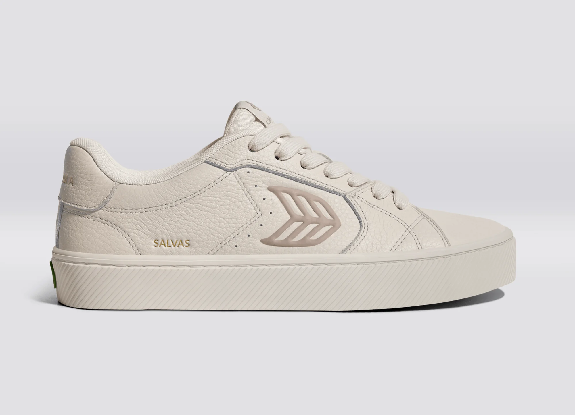 SALVAS All Almond Milk Premium Leather Plaza Taupe Logo Sneaker - Image 4