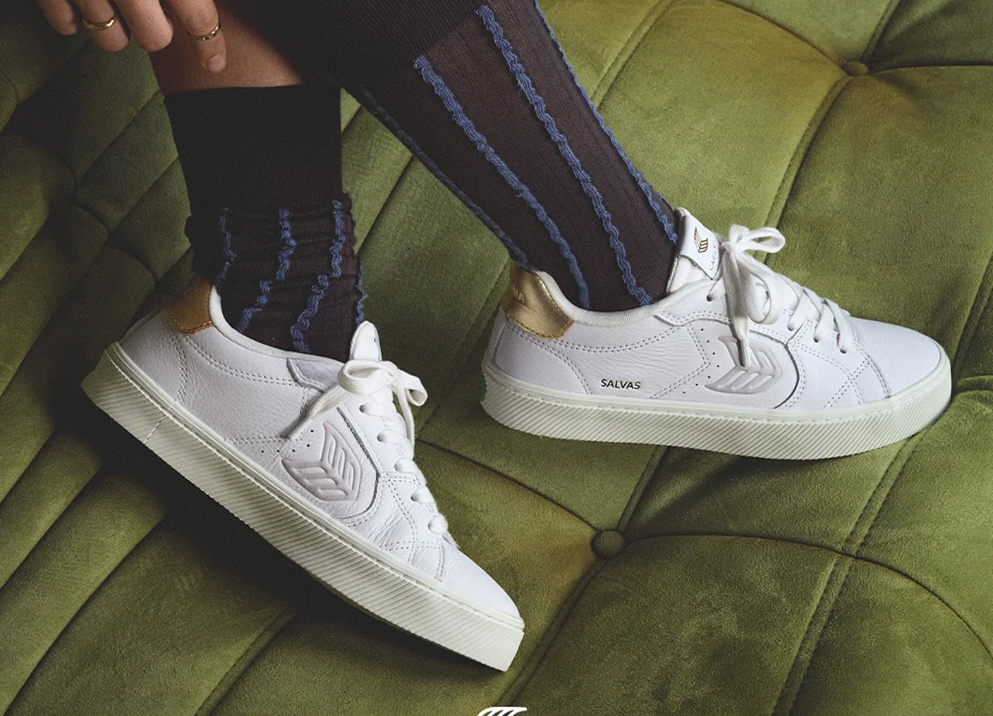 SALVAS White Premium Leather Ice Logo Sneaker - Image 6