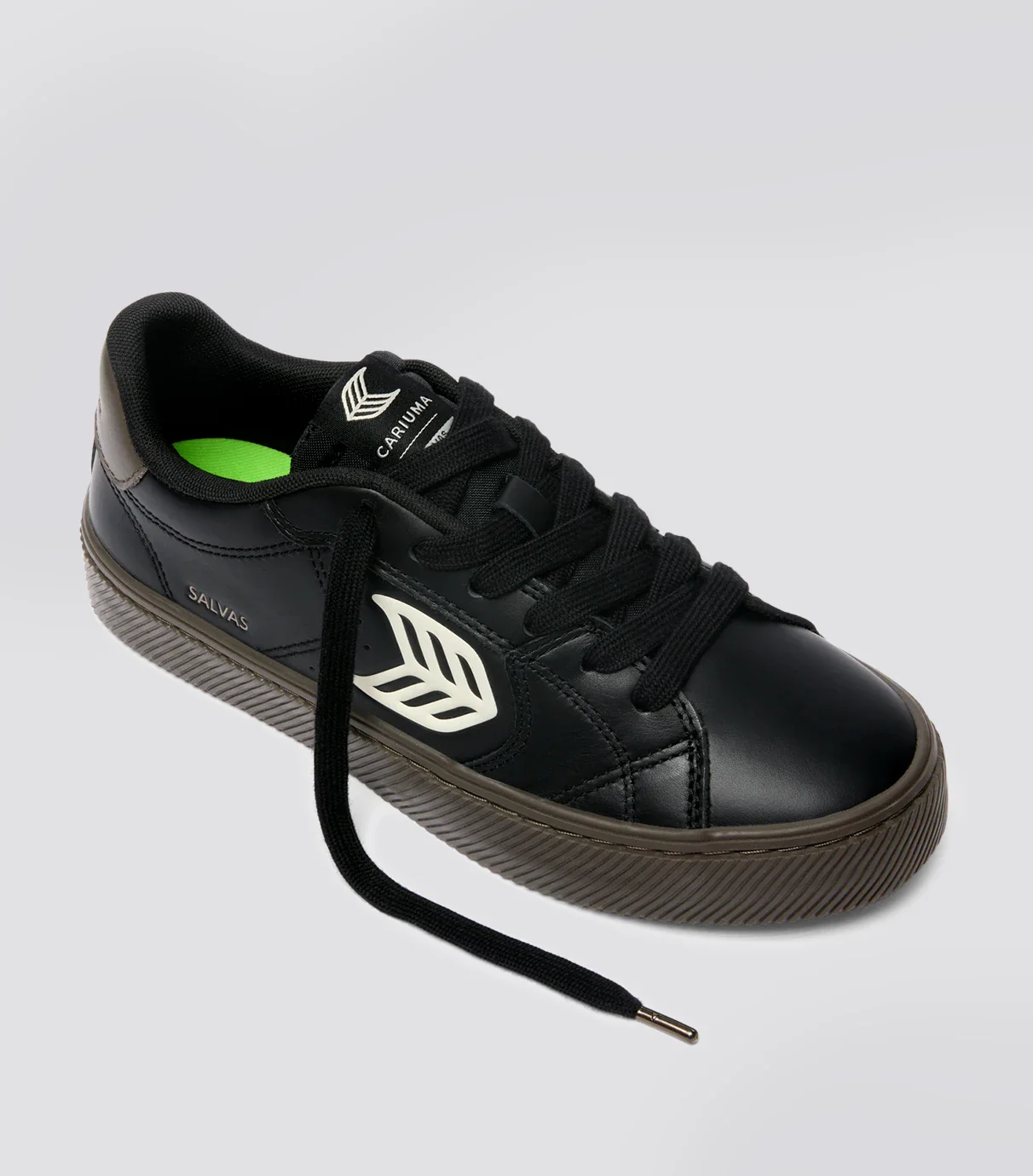 SALVAS Black and Teak Leather Ivory Logo Sneaker - Image 3