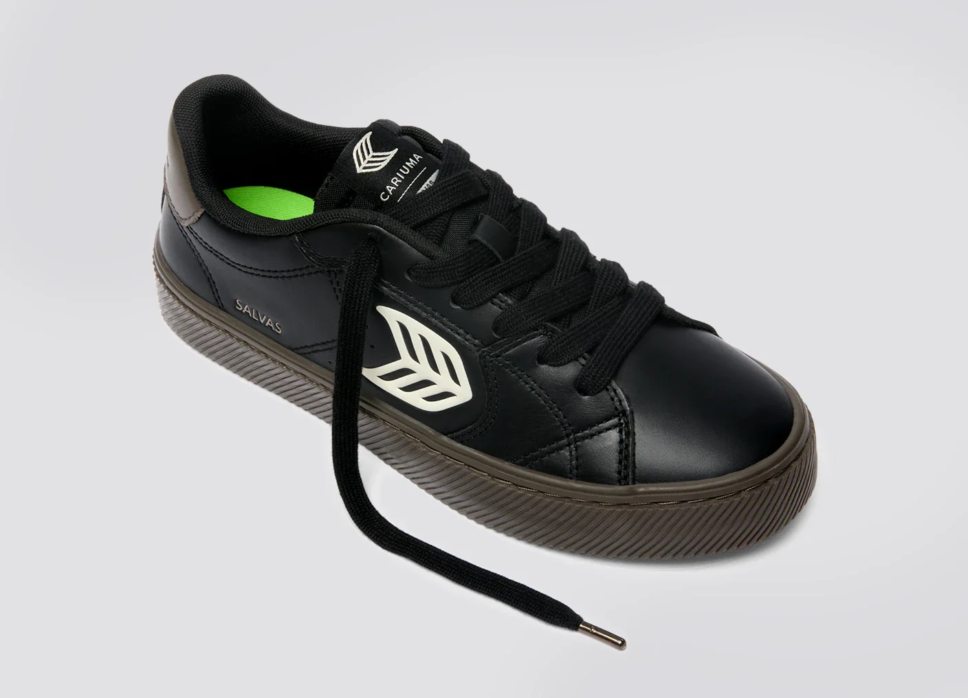 SALVAS Black and Teak Leather Ivory Logo Sneaker - Image 5