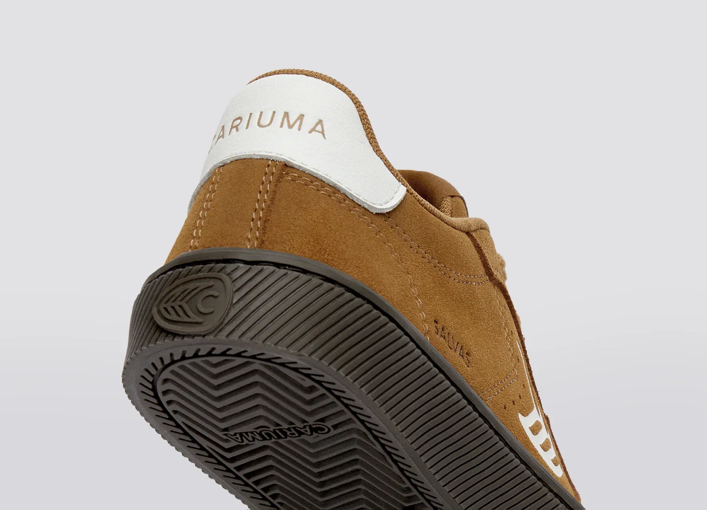 SALVAS Camel Suede Warm White Logo Sneaker - Image 7