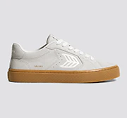 SALVAS Gum Smoke White Suede Off-White Logo Sneaker - Image 10