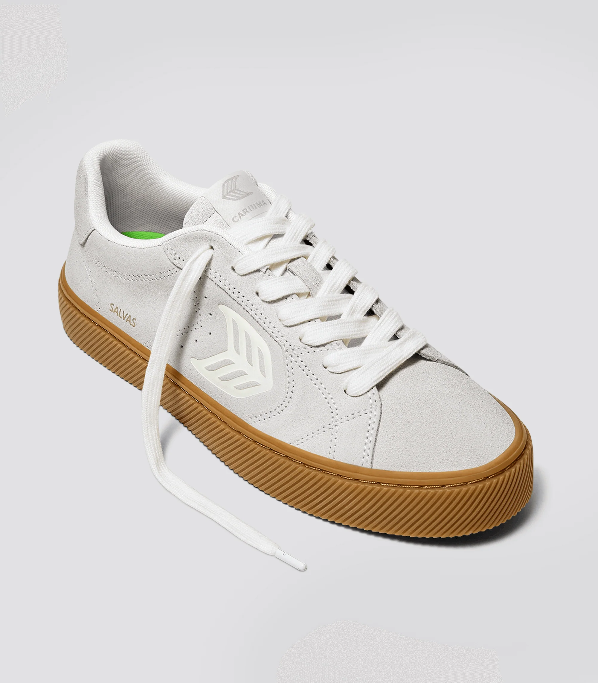 SALVAS Gum Smoke White Suede Off-White Logo Sneaker - Image 3