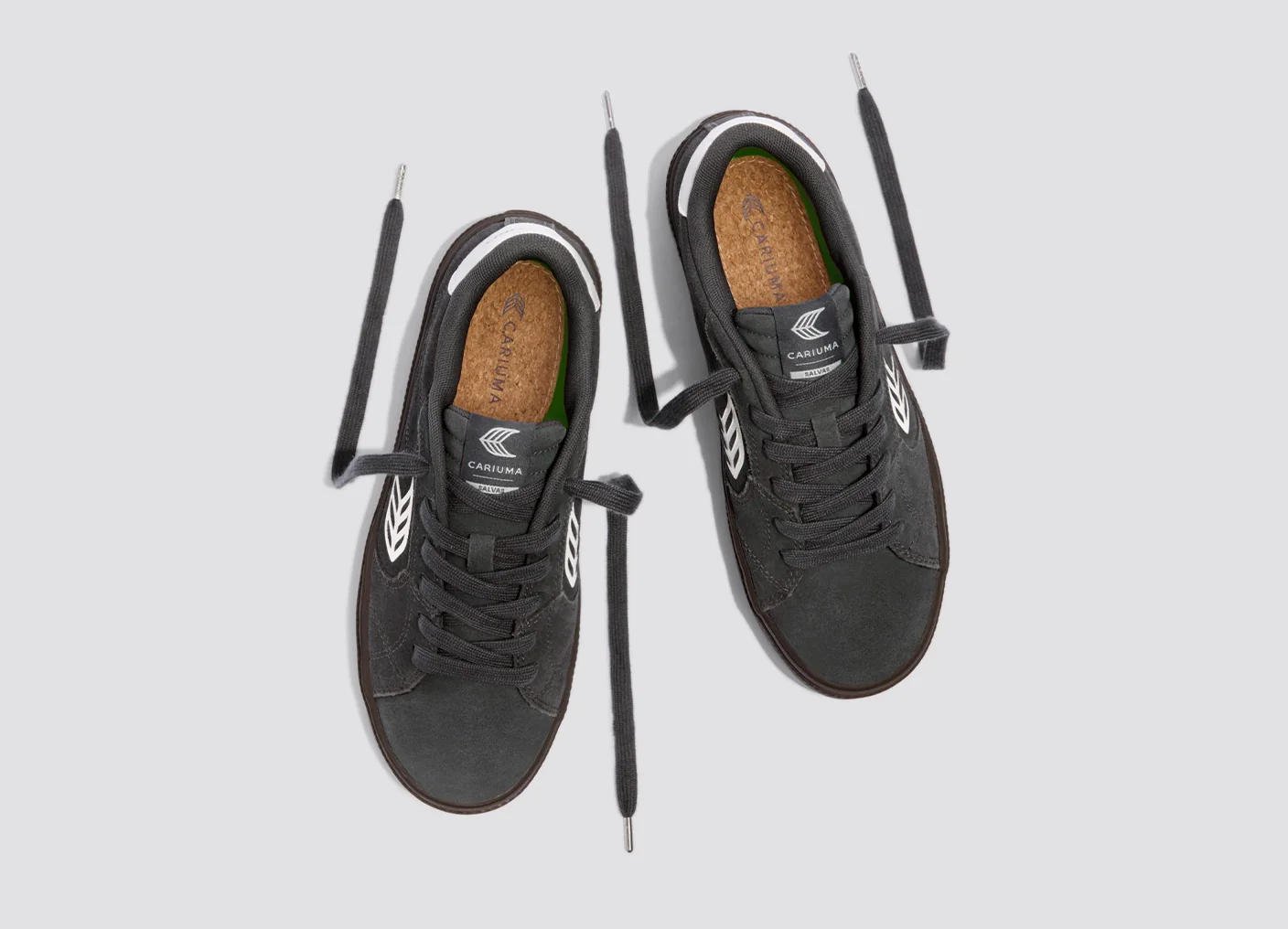 SALVAS Magnet Grey Suede Warm White Logo Sneaker - Image 8
