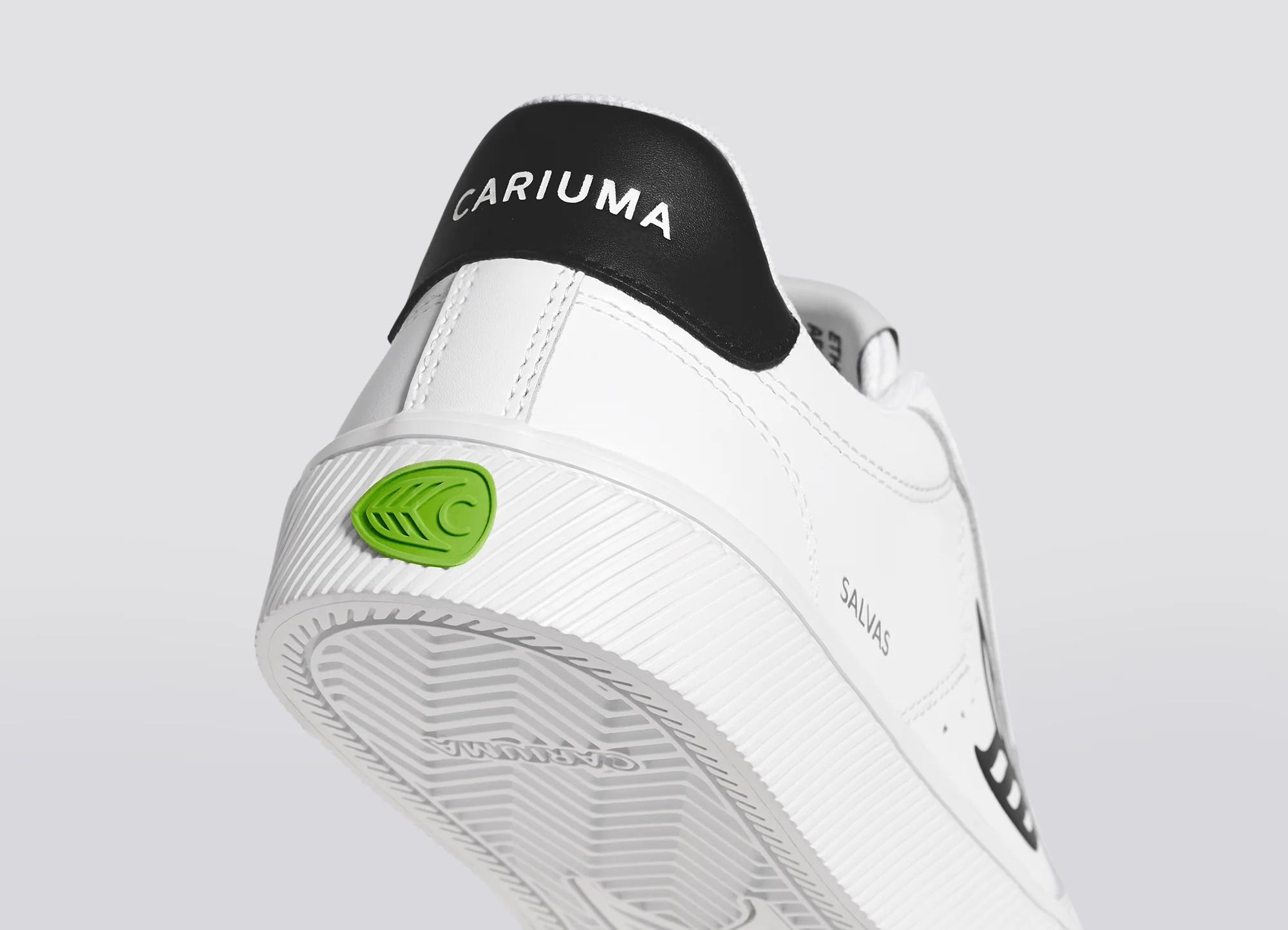 SALVAS White Leather Black Logo Sneaker - Image 8