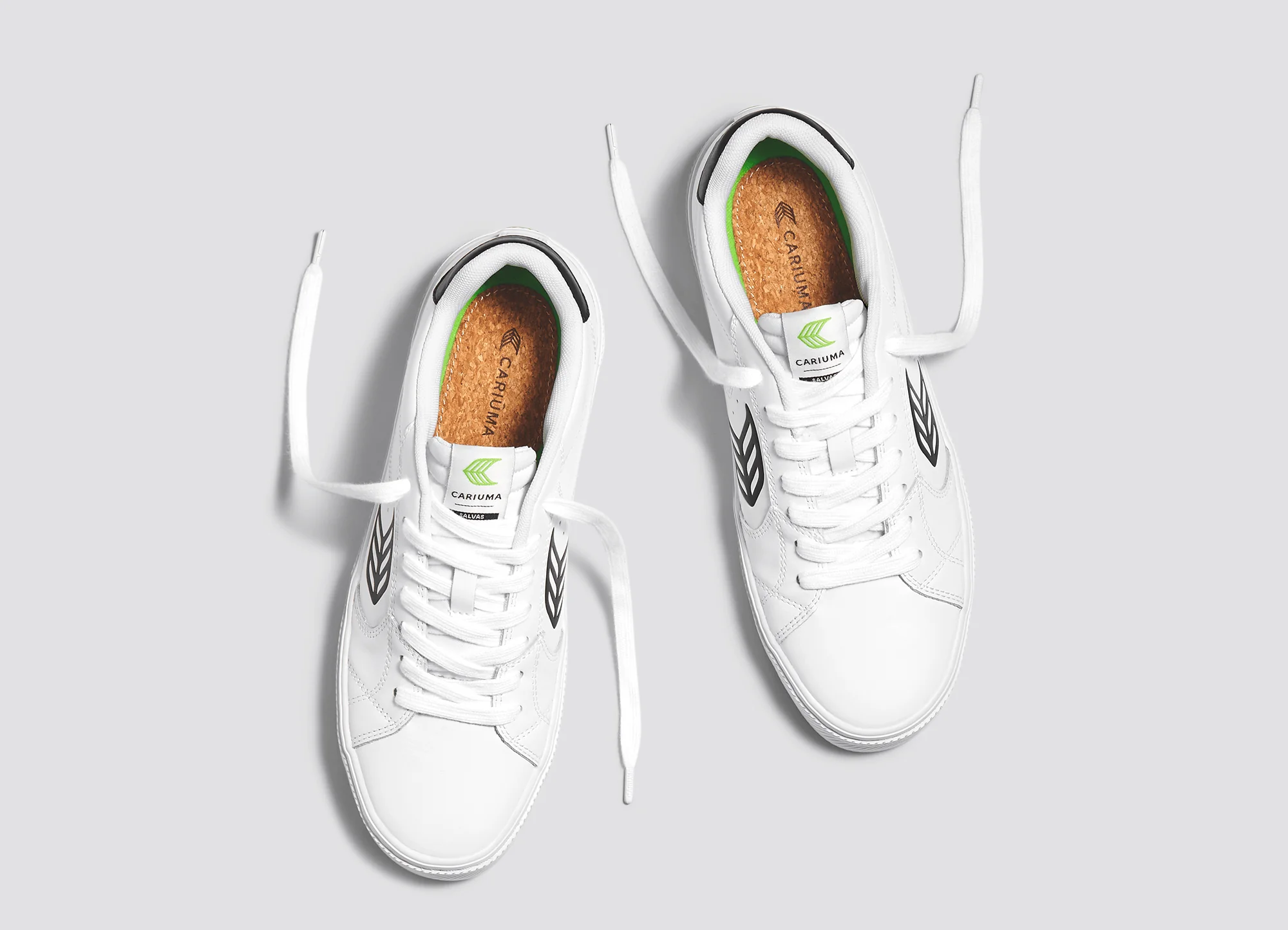 SALVAS White Leather Black Logo Sneaker - Image 9