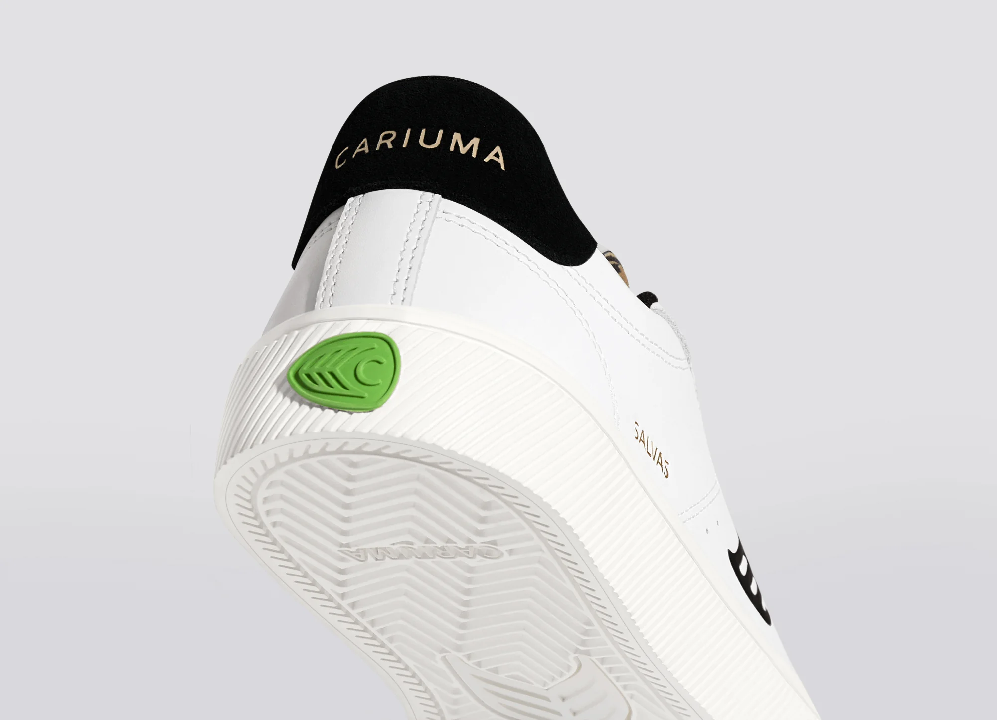 SALVAS White Leather Leopard Print Suede Black Logo Sneaker - Image 7