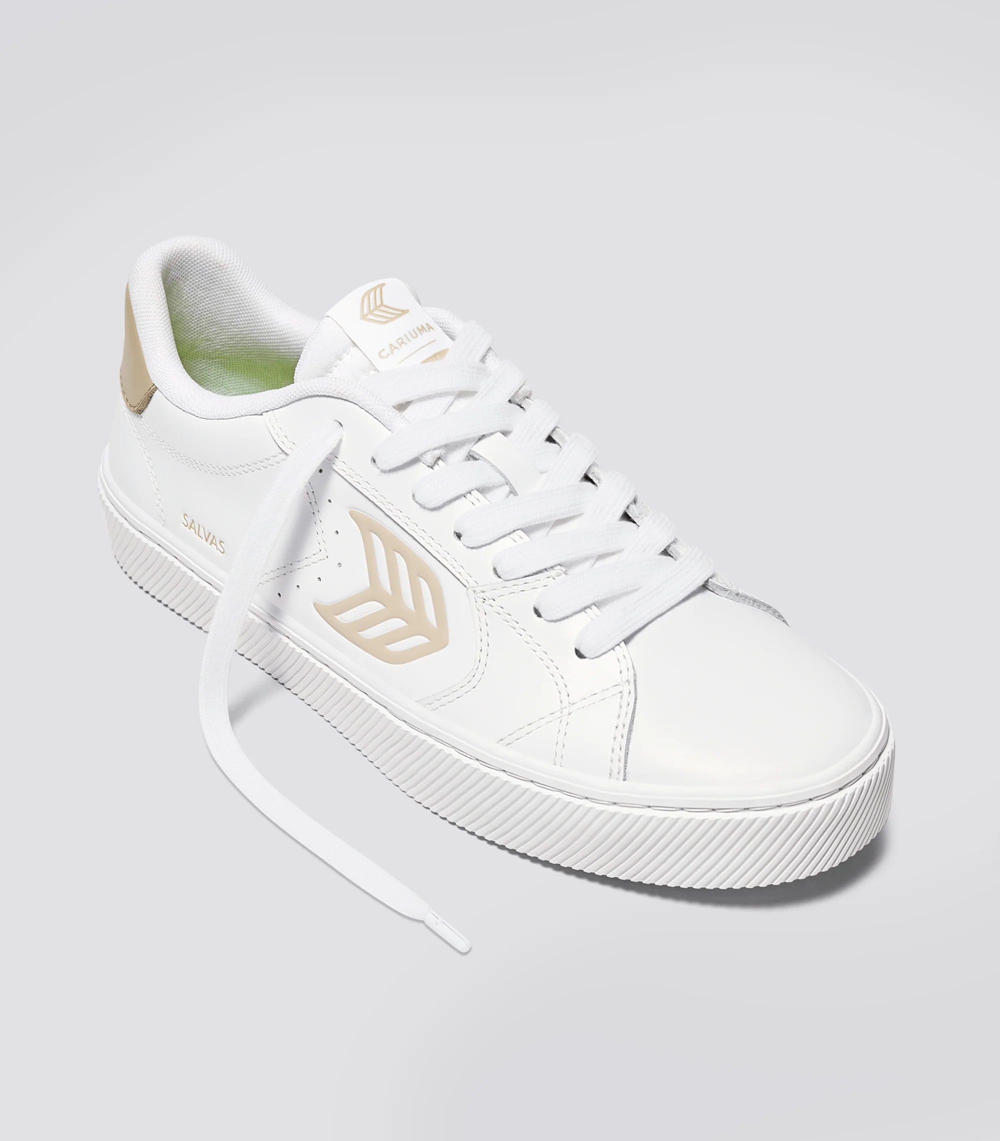 SALVAS White Leather Shifting Sand Logo Sneaker - Image 3