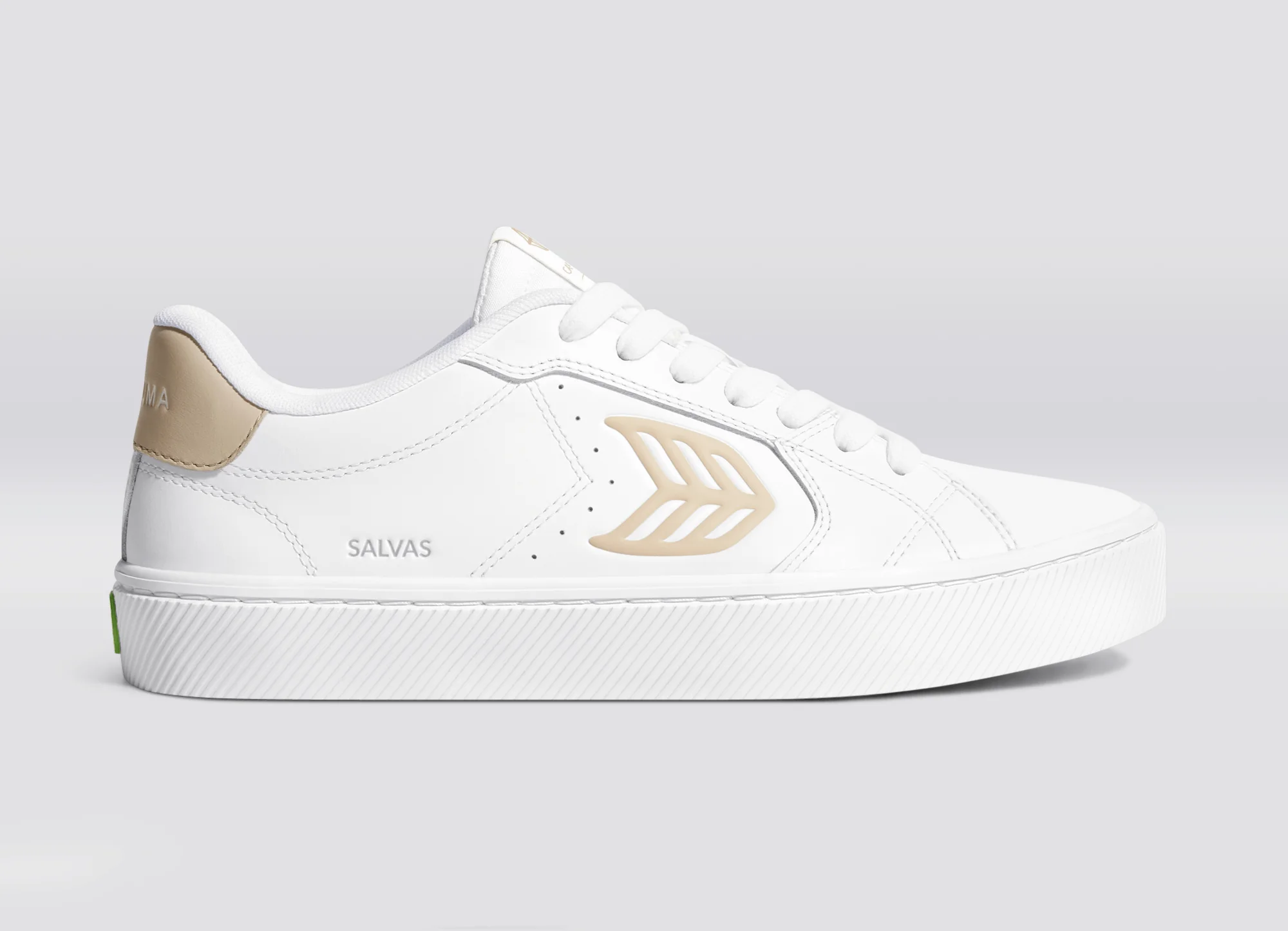 SALVAS White Leather Shifting Sand Logo Sneaker - Image 4