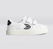SALVAS White Premium Leather Black Logo Sneaker Kids - Image 10